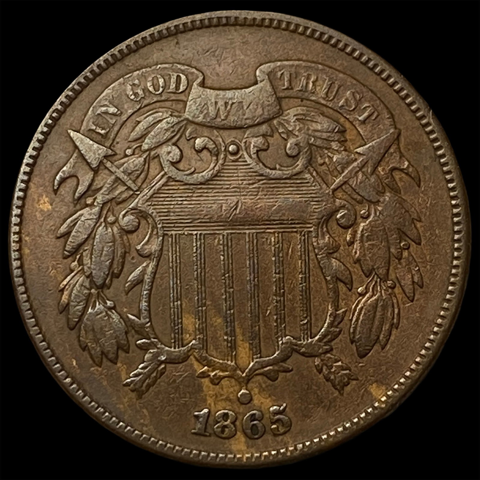 1865 Copper Two-Cent Piece NEARLY UNCIRCULATED (1 of 2)