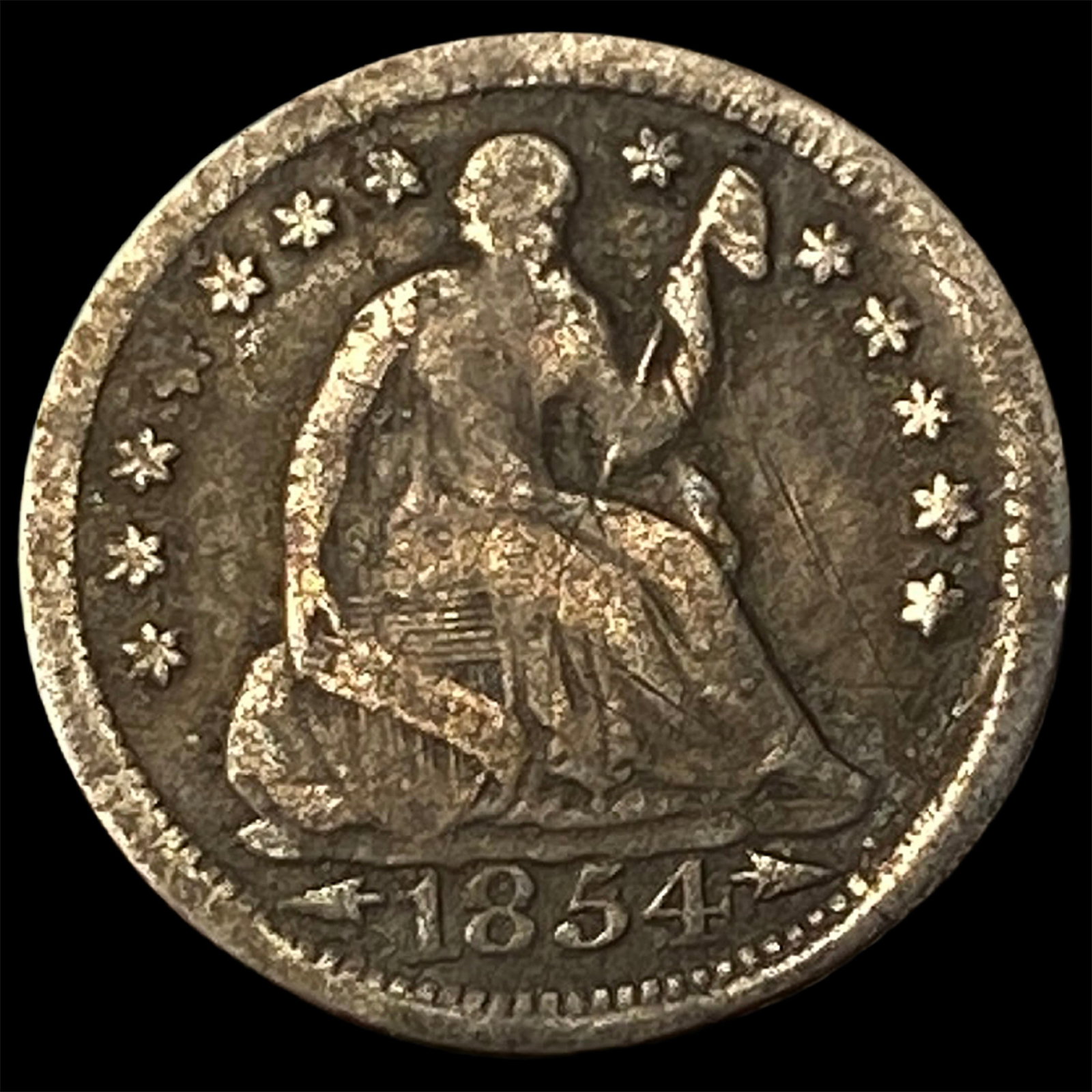 1854 Seated Liberty Half Dime LIGHTLY CIRCULATED (1 of 2)