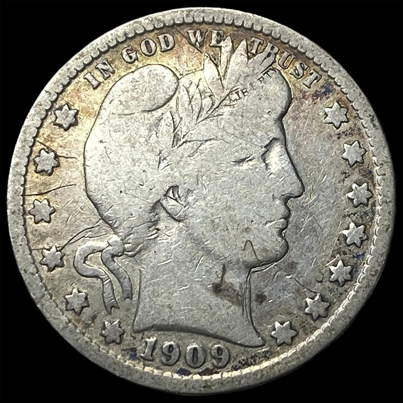 1909-S Silver Barber Quarter NICELY CIRCULATED: 1909-S Silver Barber Quarter NICELY CIRCULATED