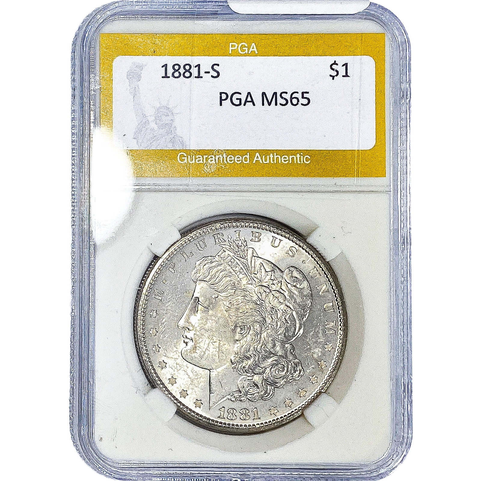 1881-S Morgan Silver Dollar PGA MS65: 1881-S Morgan Silver Dollar PGA MS65
