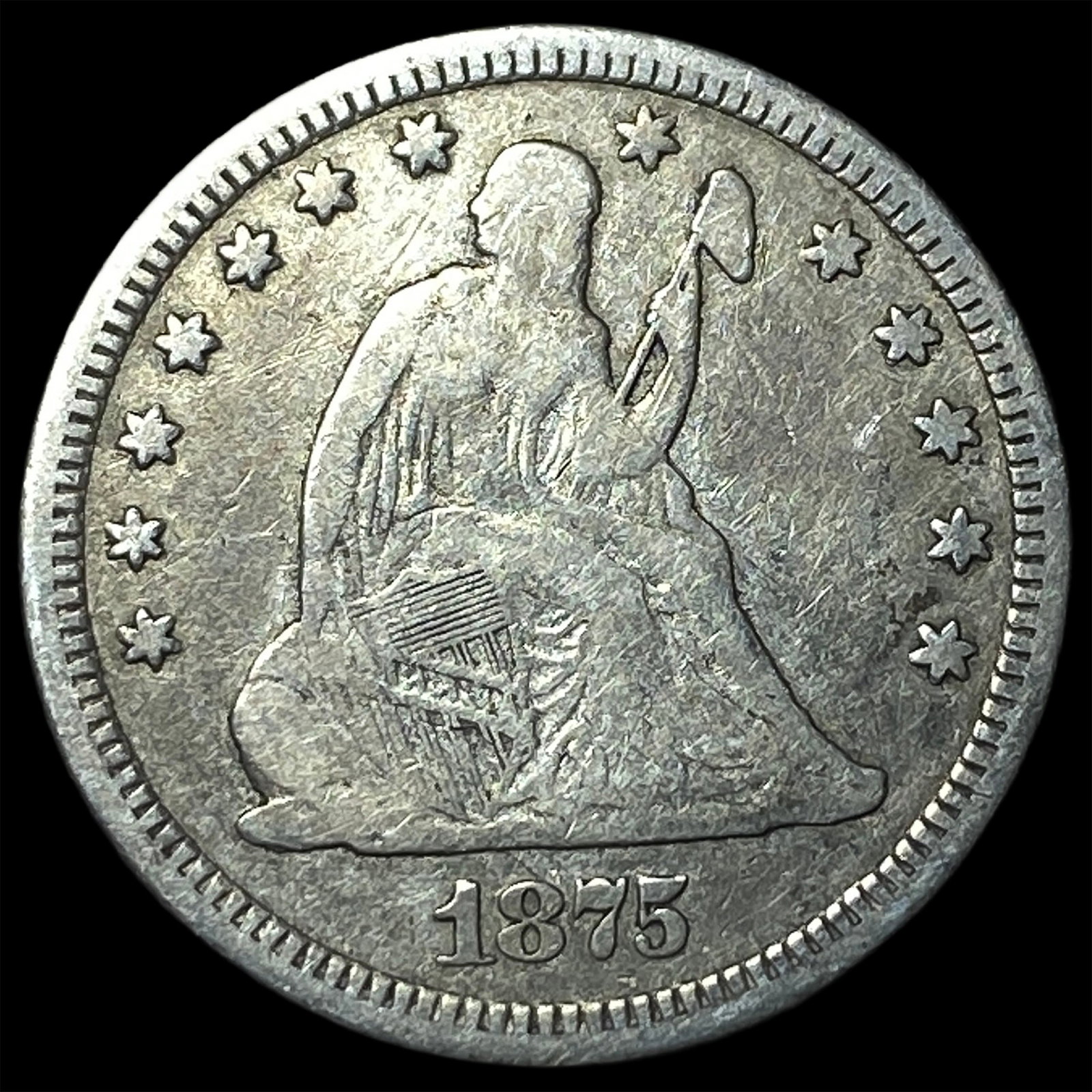 1875 Seated Liberty Quarter NICELY CIRCULATED: 1875 Seated Liberty Quarter NICELY CIRCULATED