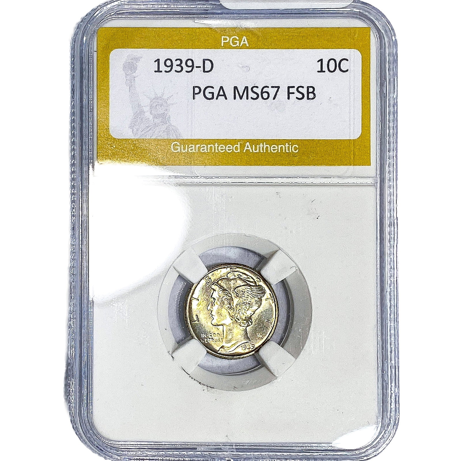 1939-D Mercury Silver Dime PGA MS67 FSB: 1939-D Mercury Silver Dime PGA MS67 FSB