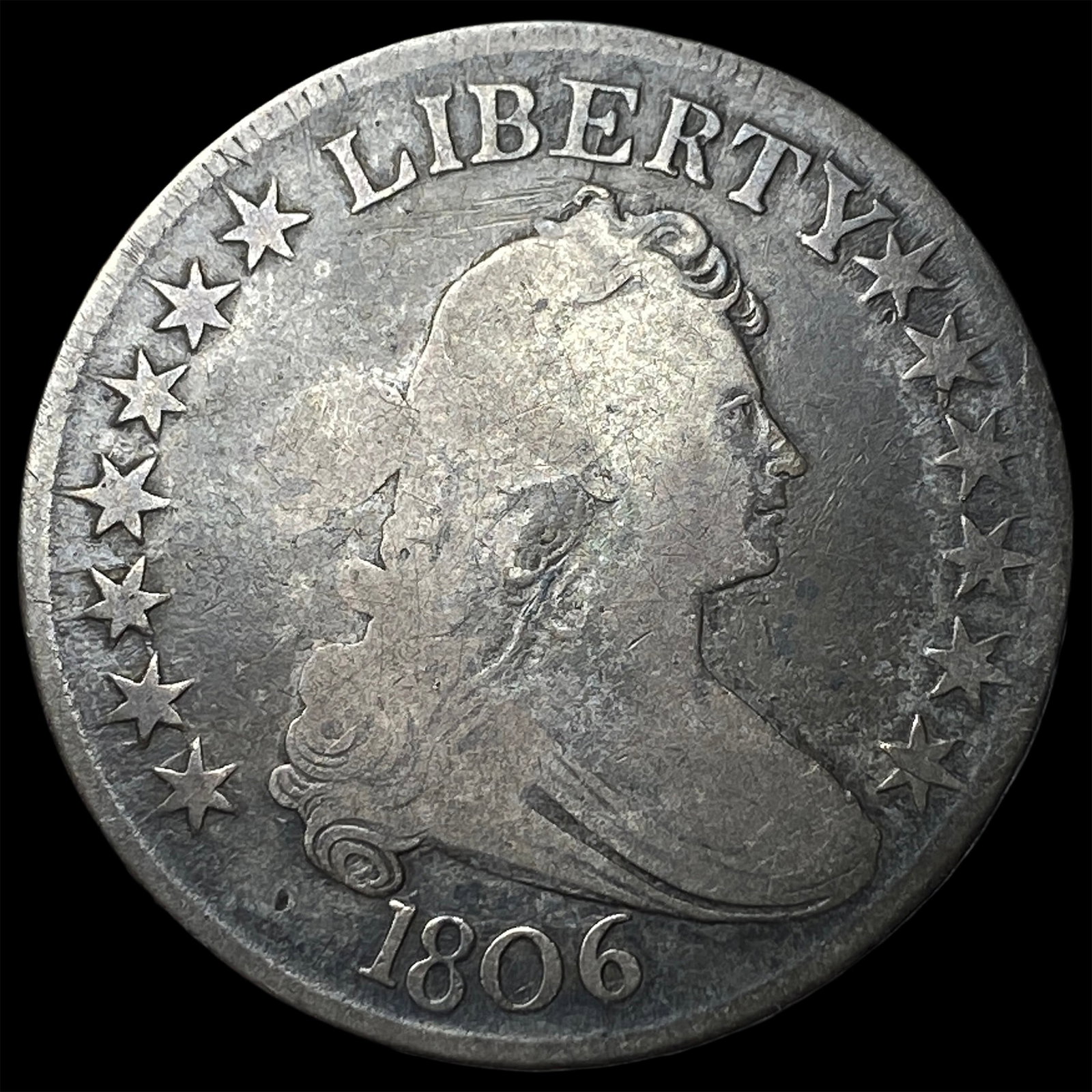 1806 Draped Bust Half Dollar NICELY CIRCULATED: 1806 Draped Bust Half Dollar NICELY CIRCULATED