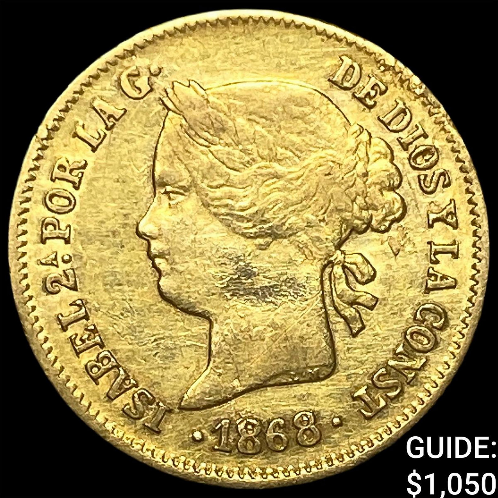 1868 Philippines Gold 1 Peso .0476 AGW: 1868 Philippines Gold 1 Peso .0476 AGW