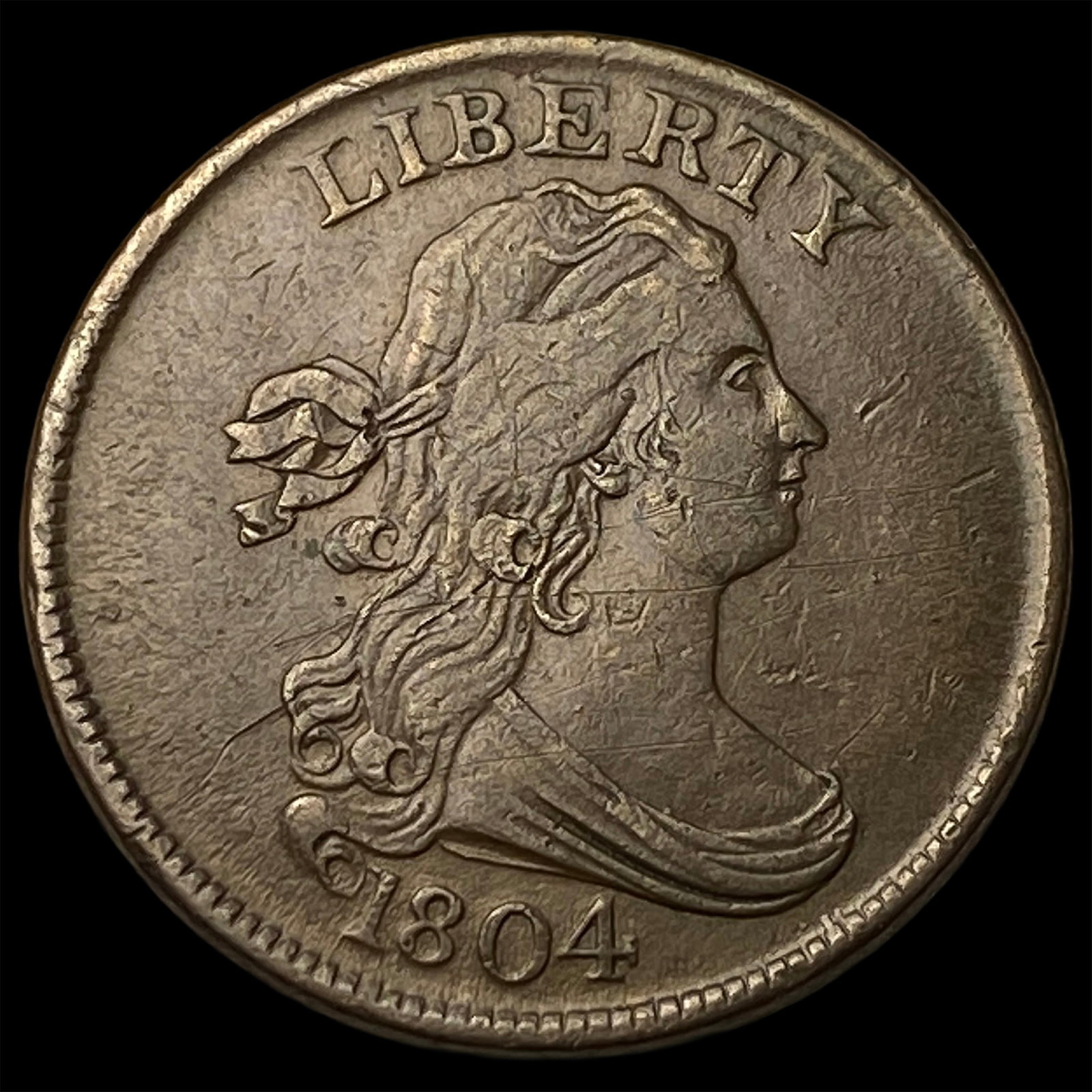 1804 Copper Half Cent CLOSELY UNCIRCULATED: 1804 Copper Half Cent CLOSELY UNCIRCULATED