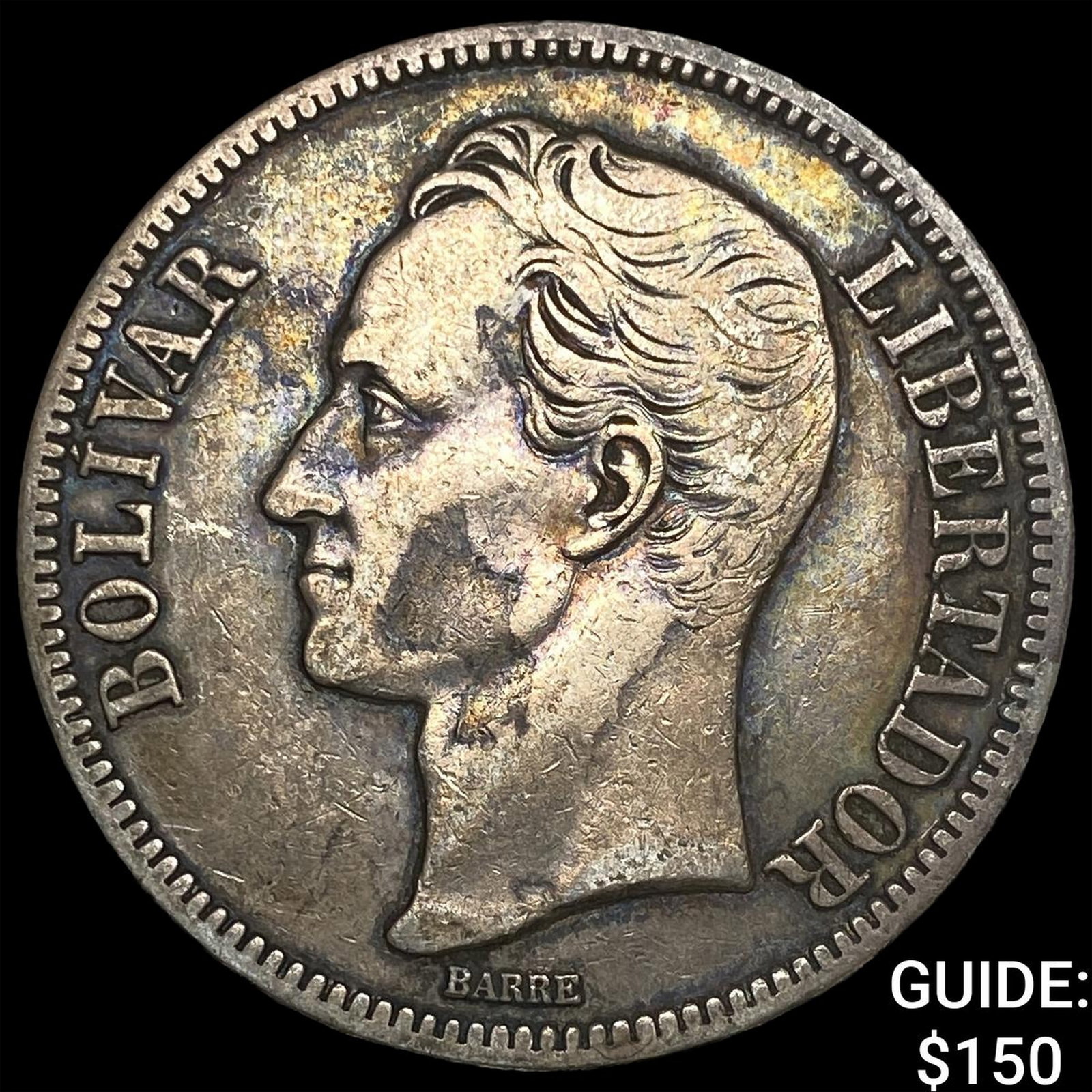 1921 Venezuela SIlver 5 Bolivar: 1921 Venezuela SIlver 5 Bolivar