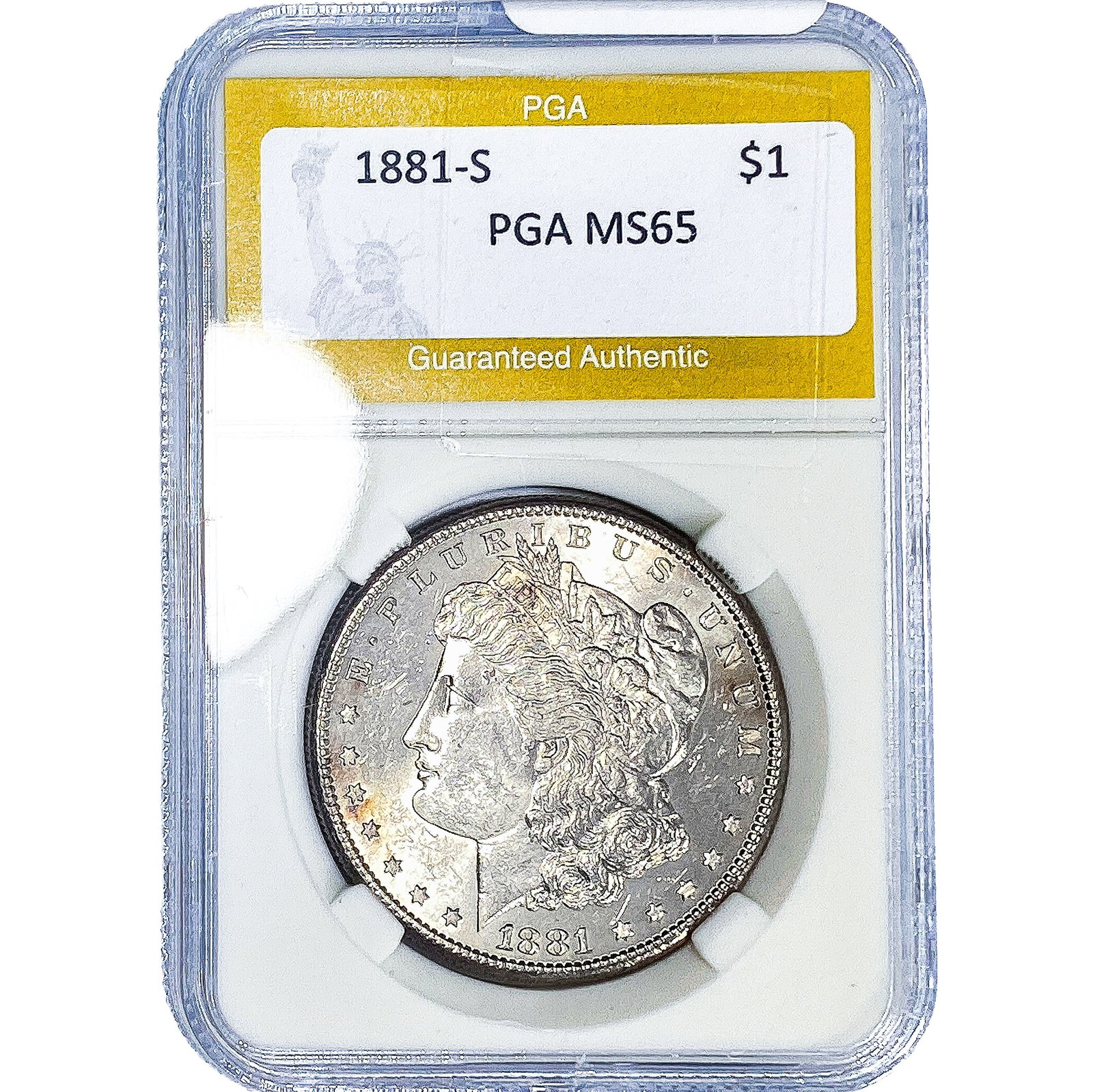 1881-S Morgan Silver Dollar PGA MS65: 1881-S Morgan Silver Dollar PGA MS65