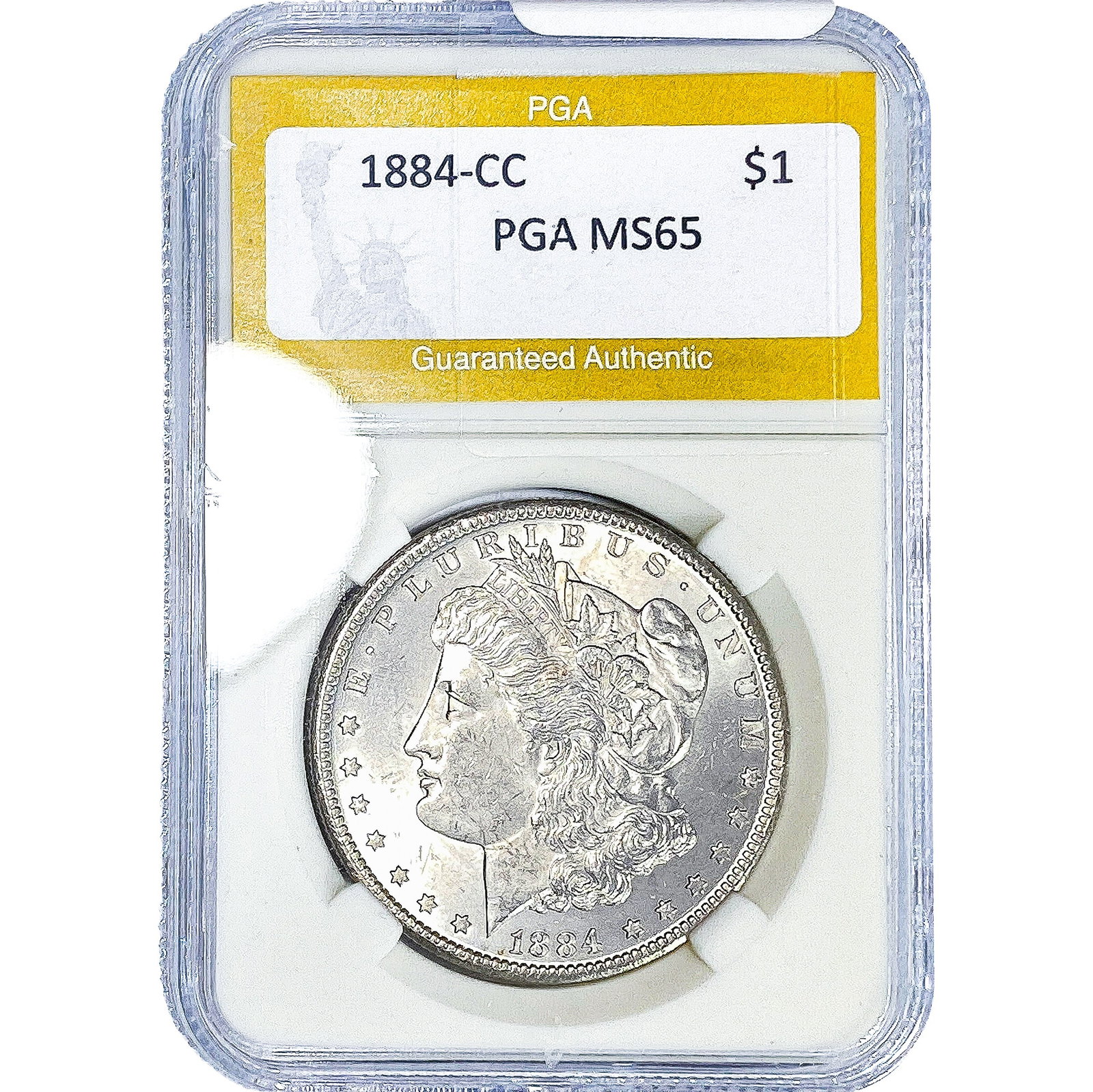 1884-CC Morgan Silver Dollar PGA MS65: 1884-CC Morgan Silver Dollar PGA MS65