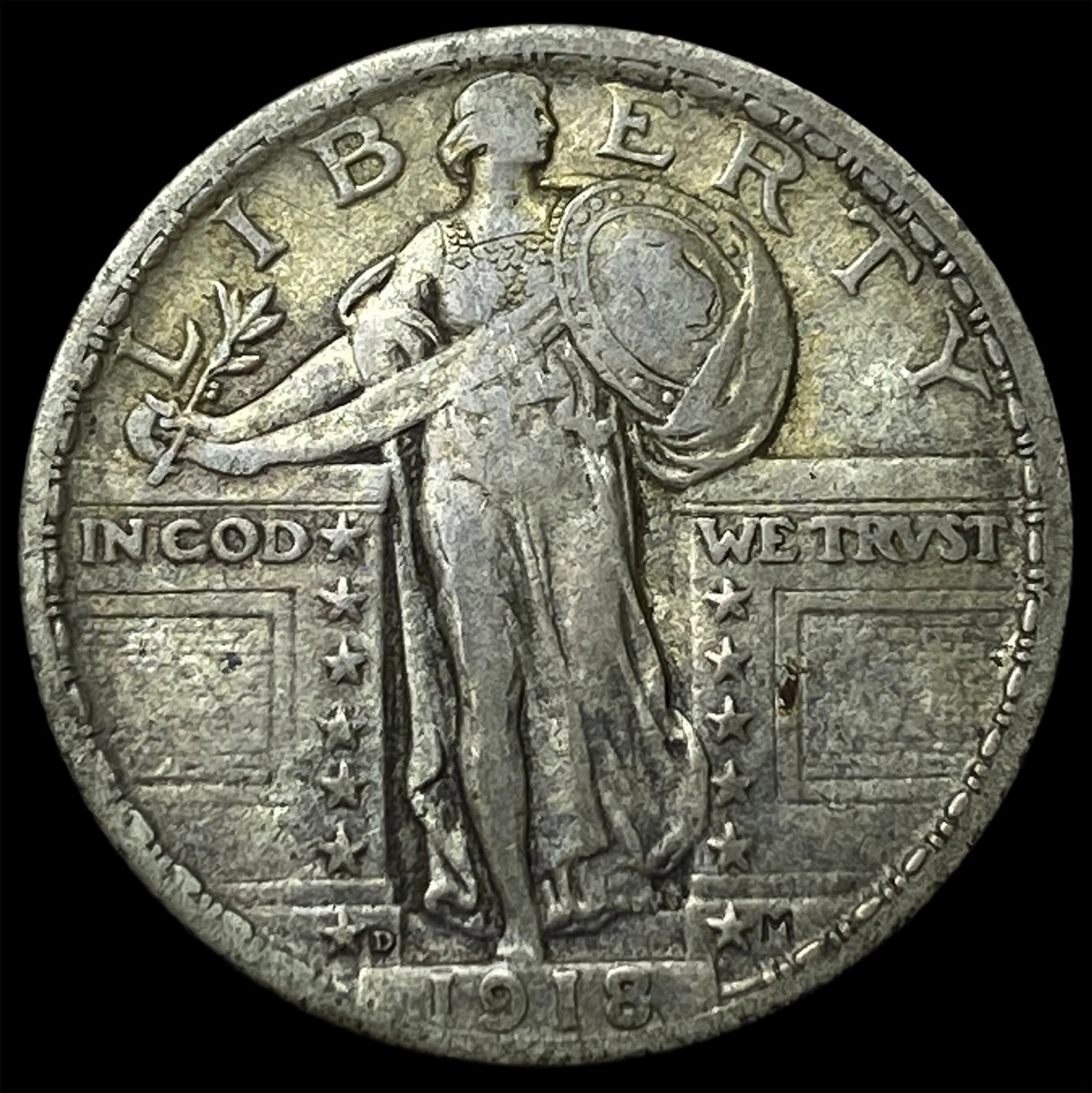 1918-D Silver Standing Liberty Quarter NEARLY UNCIRCULATED: 1918-D Silver Standing Liberty Quarter NEARLY UNCIRCULATED