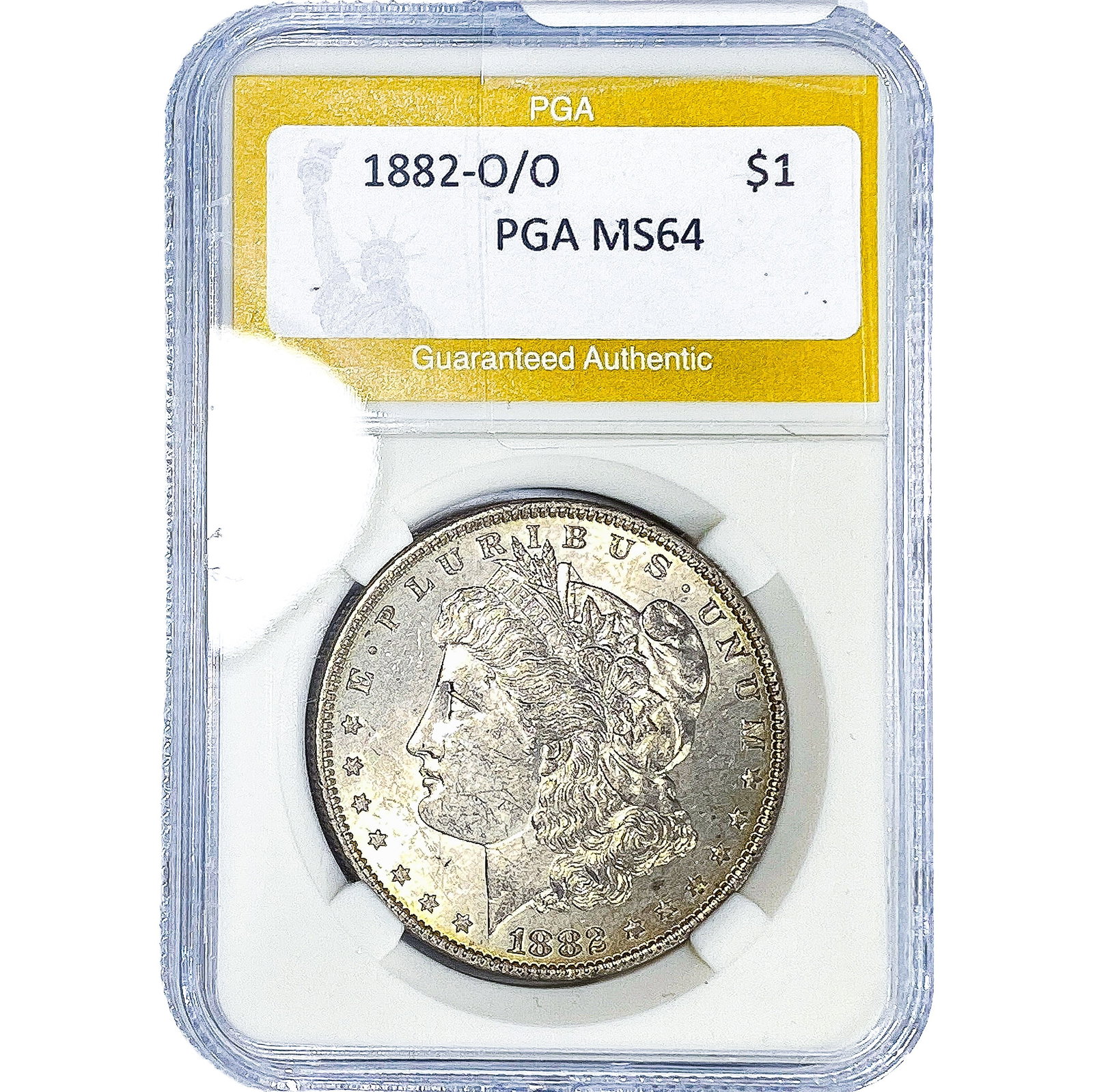 1882-O/O Morgan Silver Dollar PGA MS64: 1882-O/O Morgan Silver Dollar PGA MS64