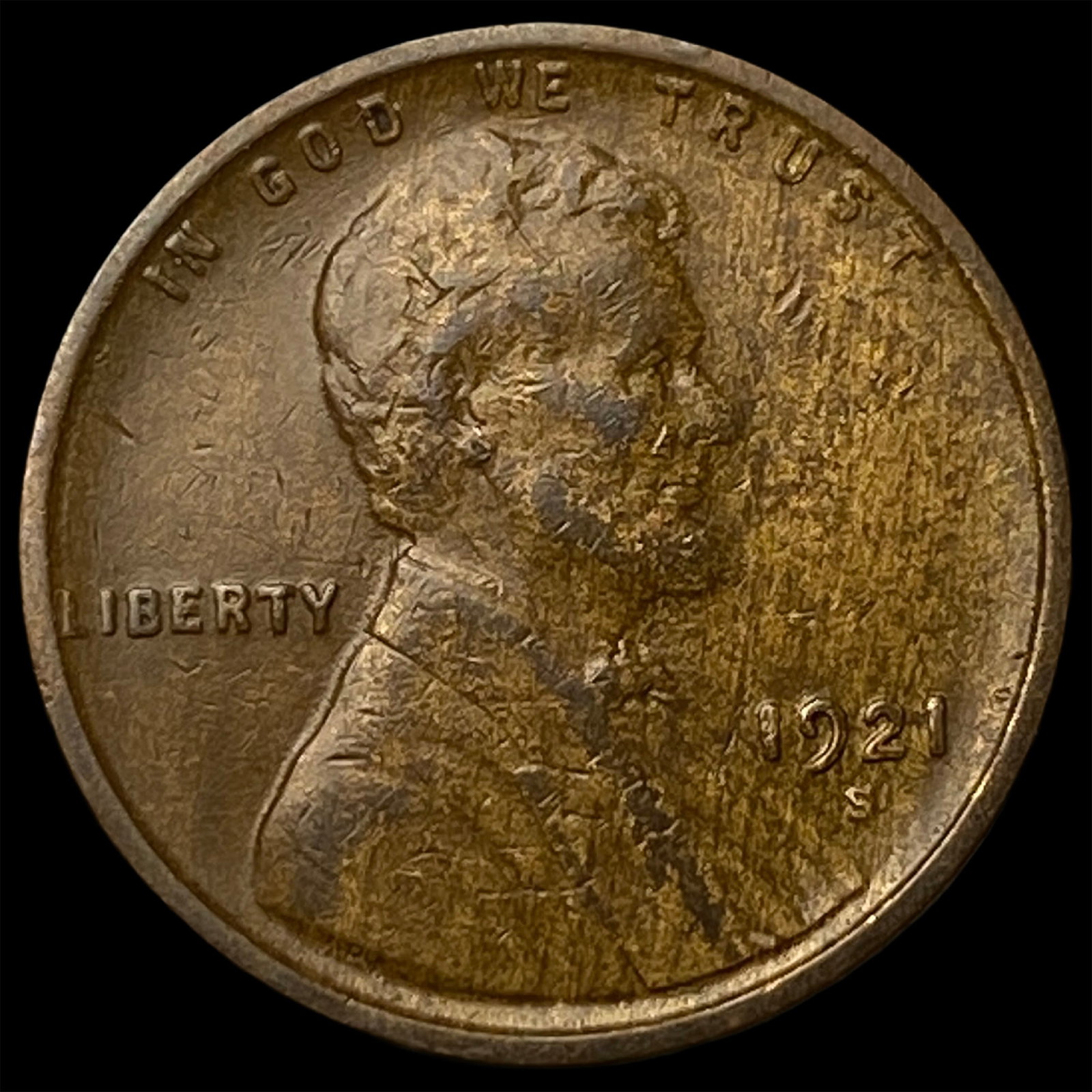 1921-S Lincoln Wheat Cent LIGHTLY CIRCULATED: 1921-S Lincoln Wheat Cent LIGHTLY CIRCULATED