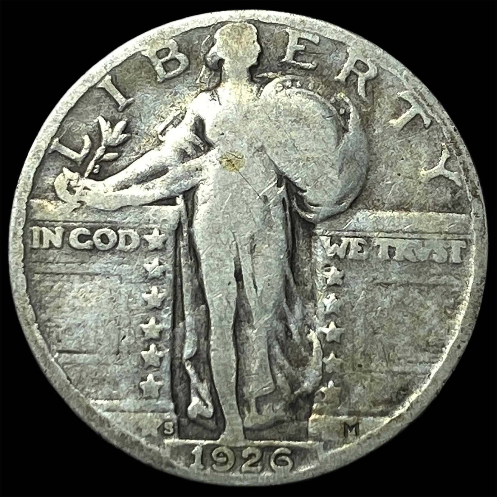 1926-S Silver Standing Liberty Quarter NICELY CIRCULATED: 1926-S Silver Standing Liberty Quarter NICELY CIRCULATED