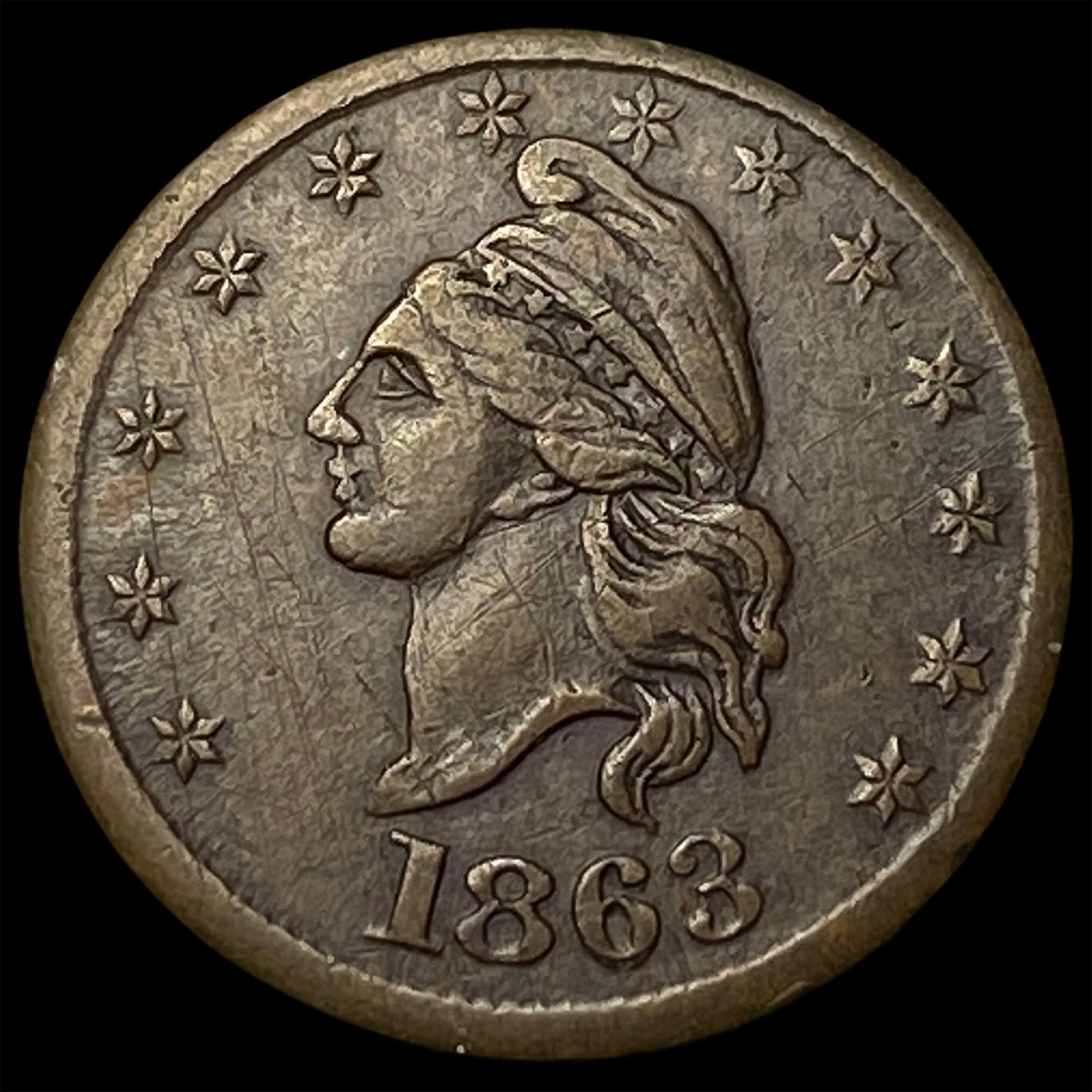 1863 Civil War Token - Liberty Head IOU 1 Cent CLOSELY UNCIRCULATED (1 of 2)