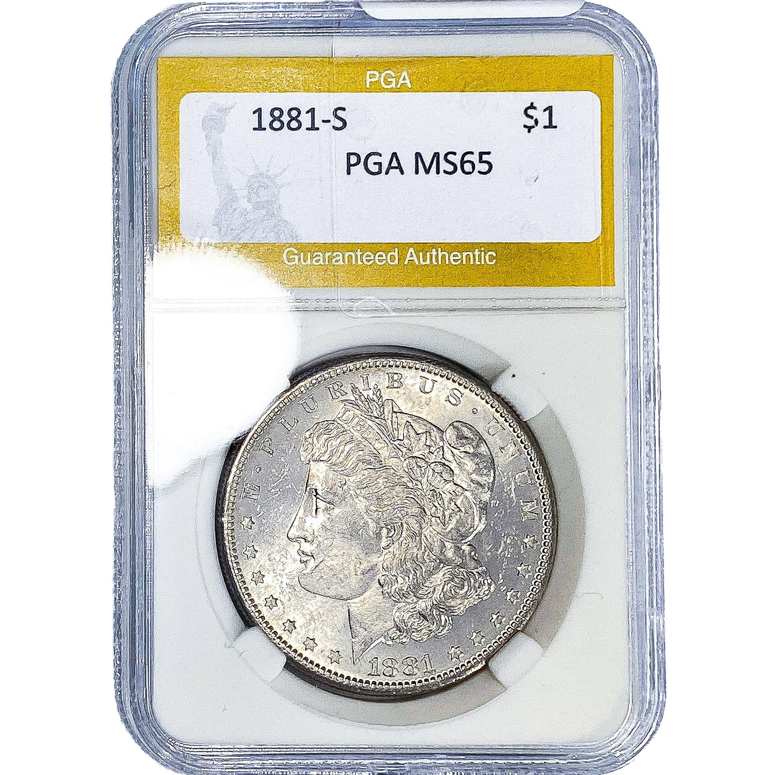 1881-S Morgan Silver Dollar PGA MS65: 1881-S Morgan Silver Dollar PGA MS65