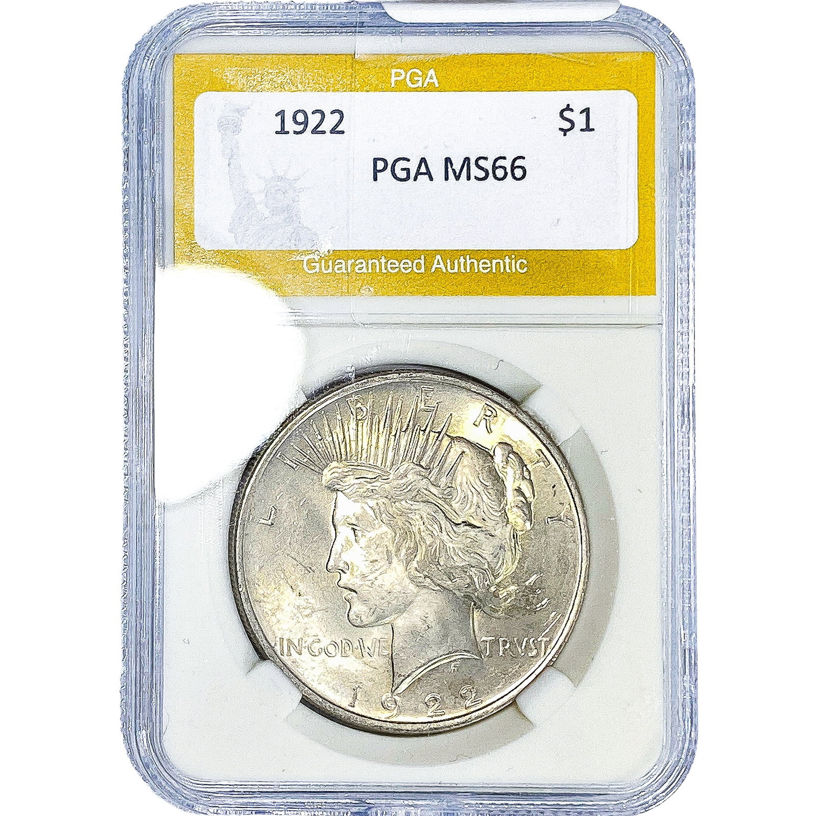 1922 Silver Peace Dollar PGA MS66: 1922 Silver Peace Dollar PGA MS66