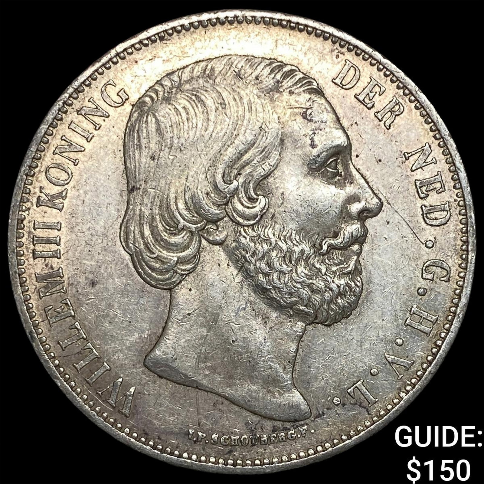 1874 Netherlands Silver 2 1/2 Gulden: 1874 Netherlands Silver 2 1/2 Gulden