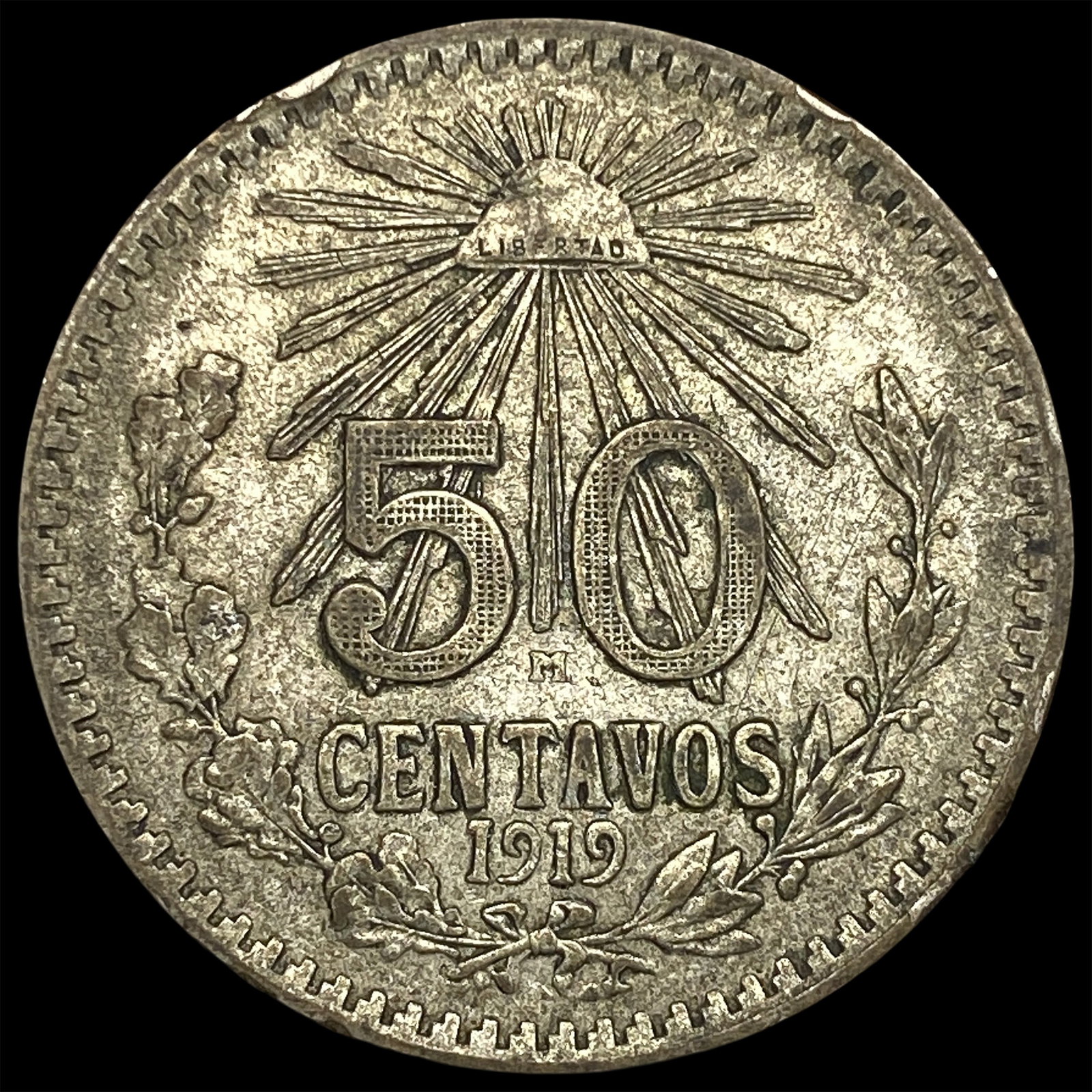 1919 Mexico Silve 50 Centavos: 1919 Mexico Silve 50 Centavos