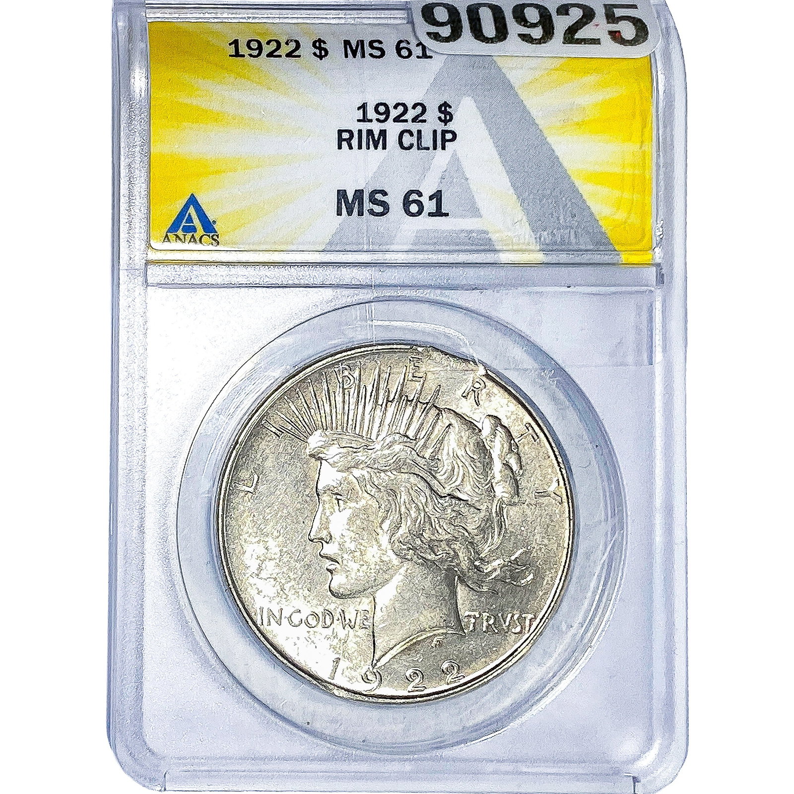 1922 Silver Peace Dollar ANACS MS61: 1922 Silver Peace Dollar ANACS MS61