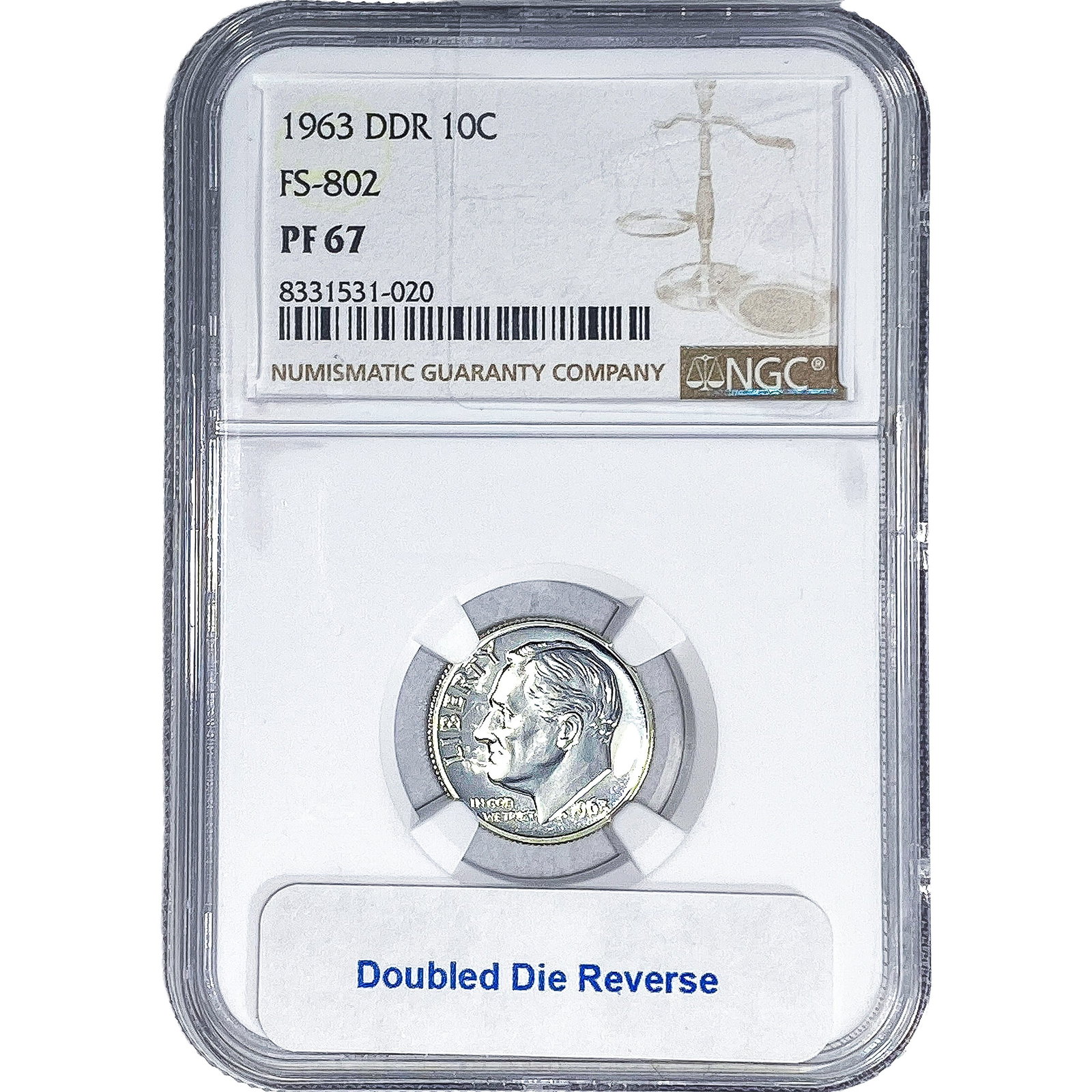 1963 DDR Roosevelt Dime NGC PF67 (1 of 2)