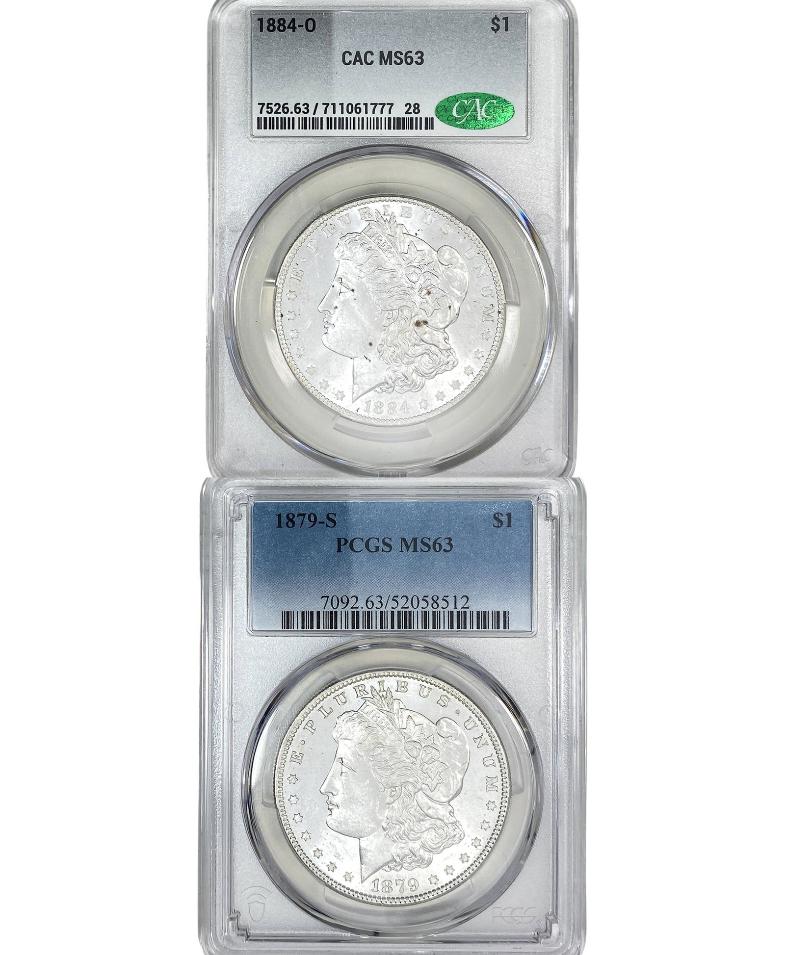 [2 Coins] 1879-1884 Morgan Silver Dollar MS63 (1 of 2)