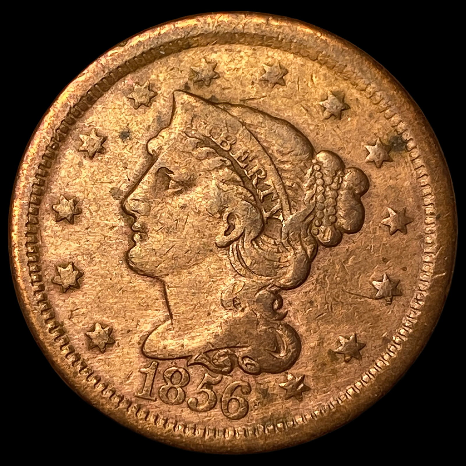 1856 Braided Hair Large Cent LIGHTLY CIRCULATED: 1856 Braided Hair Large Cent LIGHTLY CIRCULATED