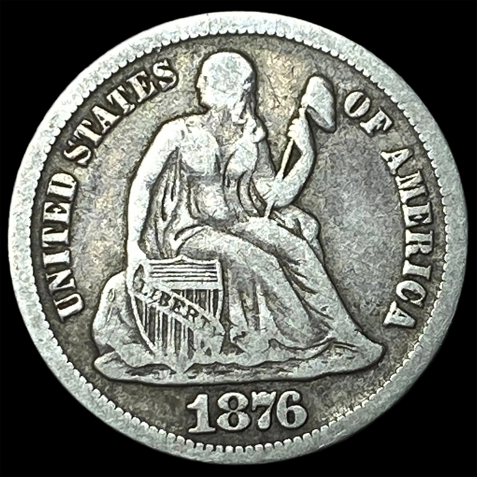 1876-CC Silver Dime LIGHTLY CIRCULATED: 1876-CC Silver Dime LIGHTLY CIRCULATED