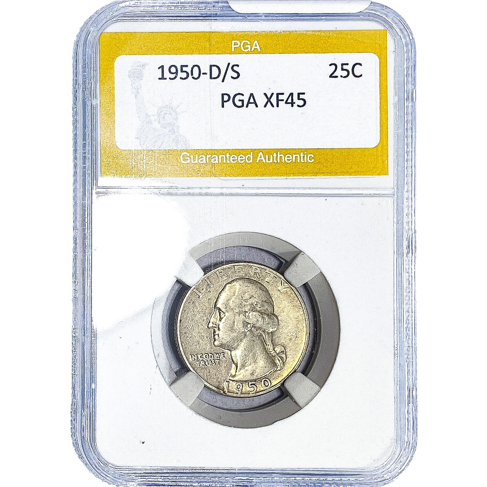 1950-D/S Washington Silver Quarter PGA XF45: 1950-D/S Washington Silver Quarter PGA XF45