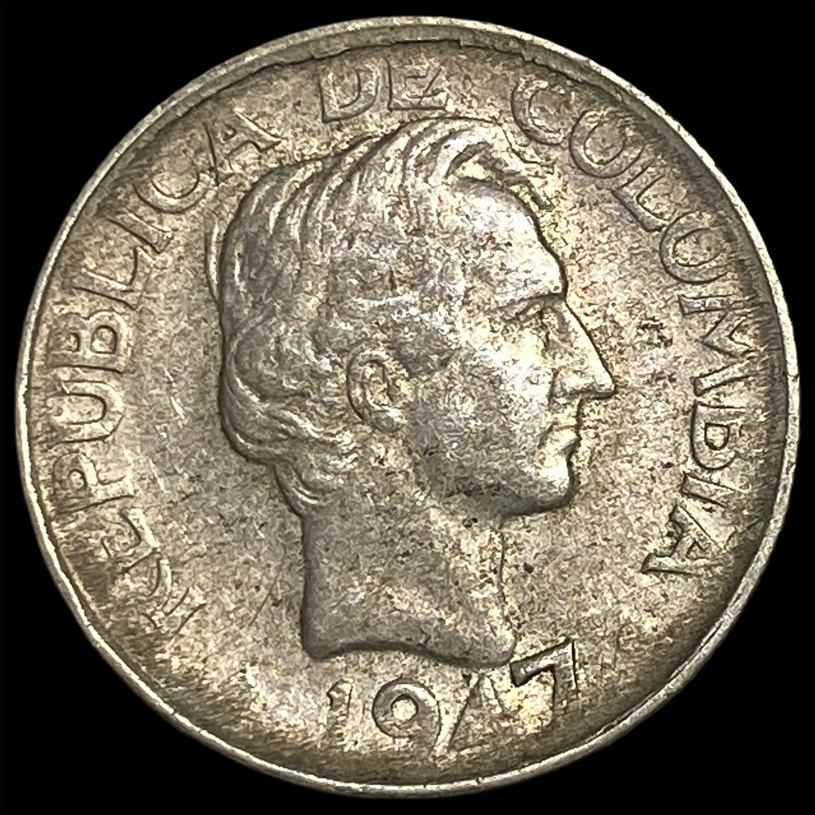 1947B Colombia Silver 10 Centavos (1 of 2)