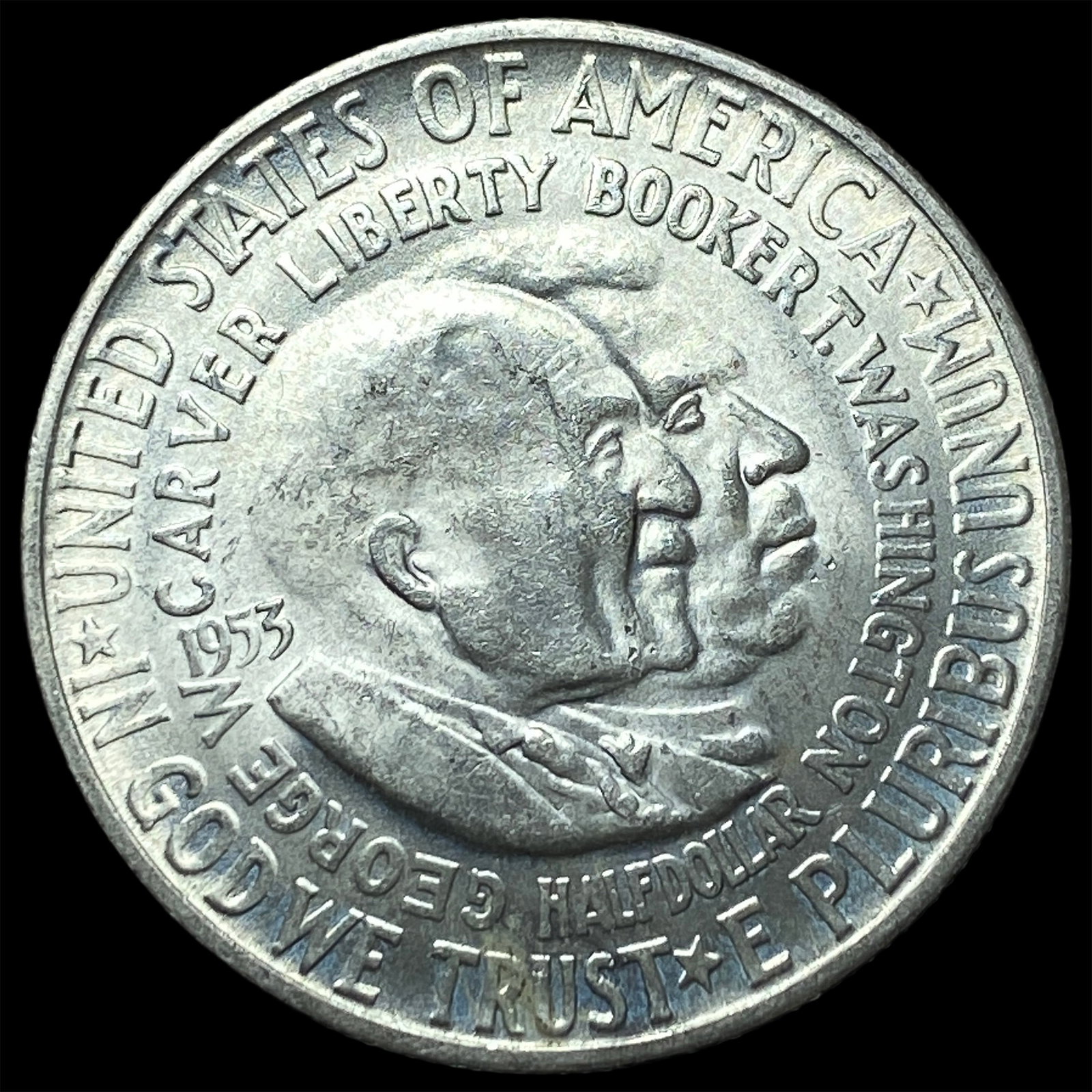 1953-S Silver Booker T. Washington/Carver Half Dollar UNCIRCULATED: 1953-S Silver Booker T. Washington/Carver Half Dollar UNCIRCULATED