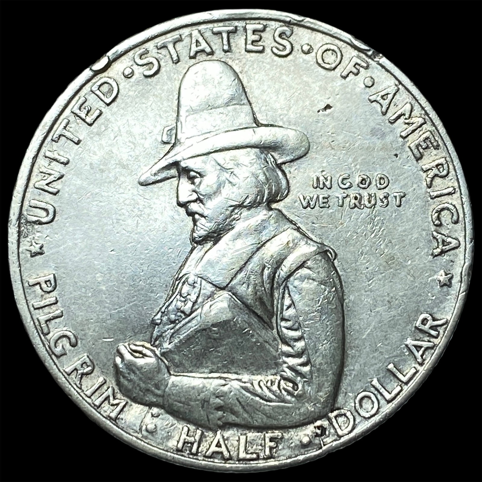 1920 Silver Pilgrim Tercentenary Half Dollar NEARLY UNCIRCULATED: 1920 Silver Pilgrim Tercentenary Half Dollar NEARLY UNCIRCULATED