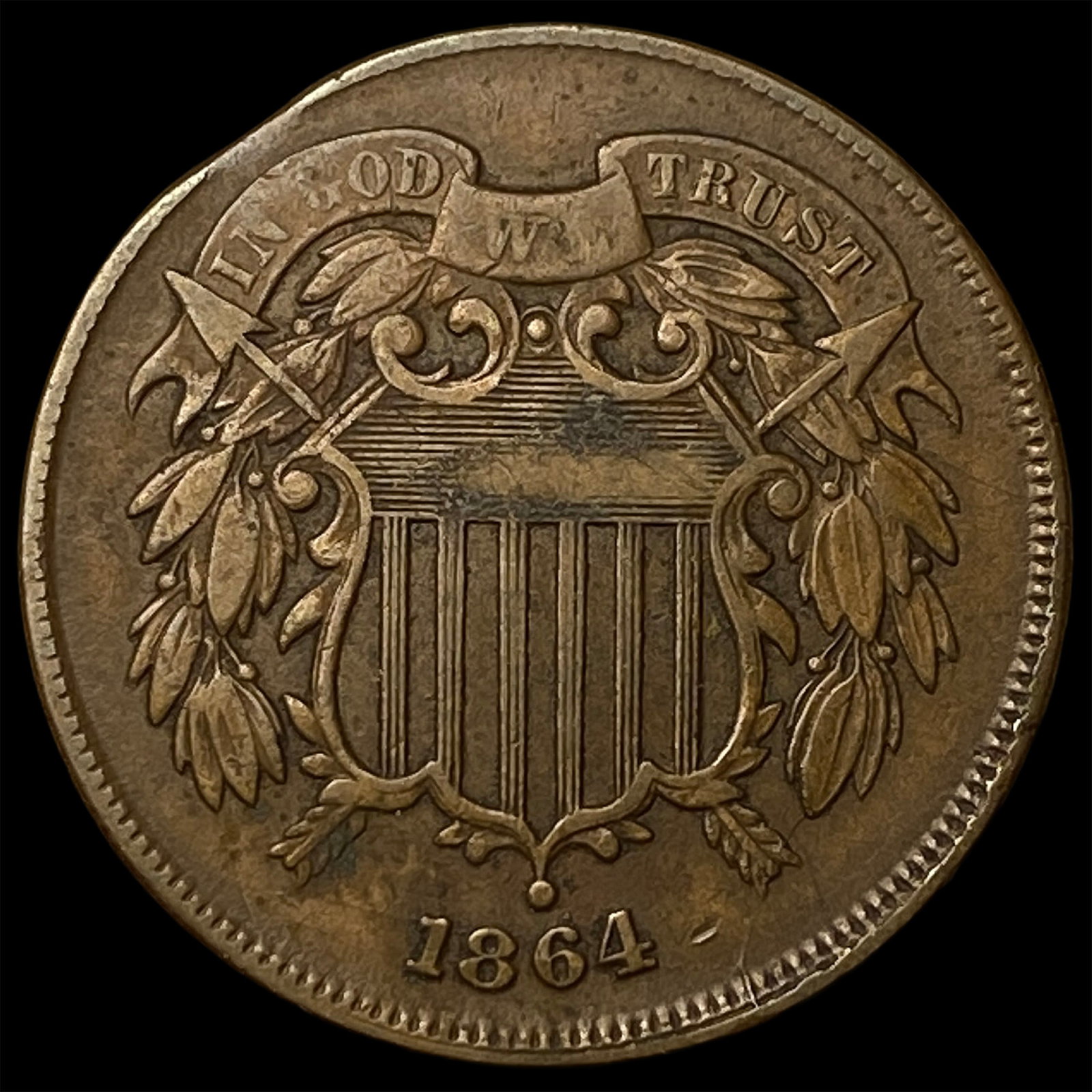 1864 Bronze Two-Cent Piece LIGHTLY CIRCULATED (1 of 2)