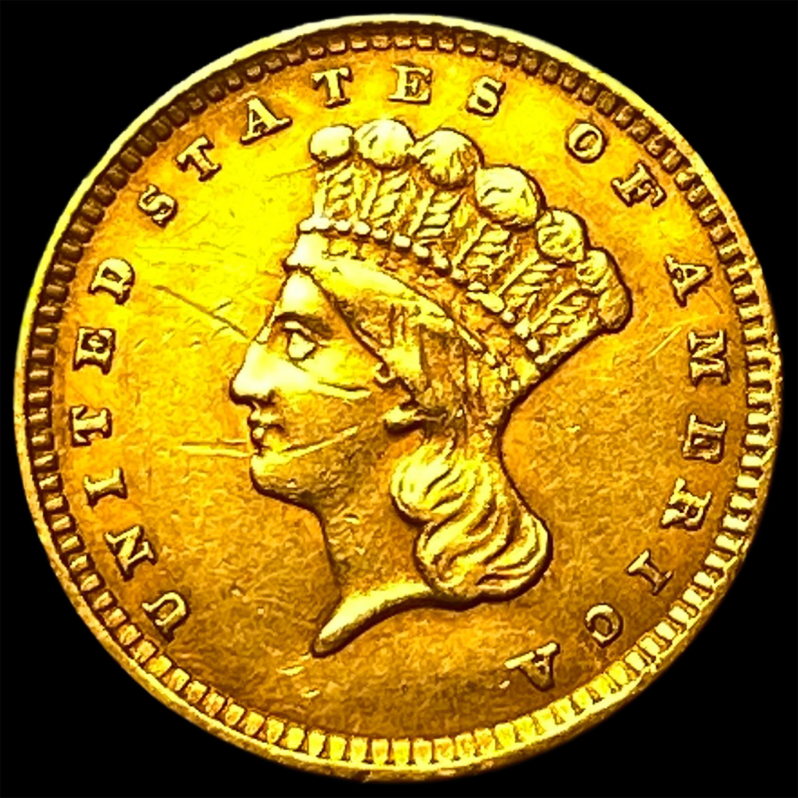 1857 Gold $1 Indian Princess Head CLOSELY UNCIRCULATED: 1857 Gold $1 Indian Princess Head CLOSELY UNCIRCULATED