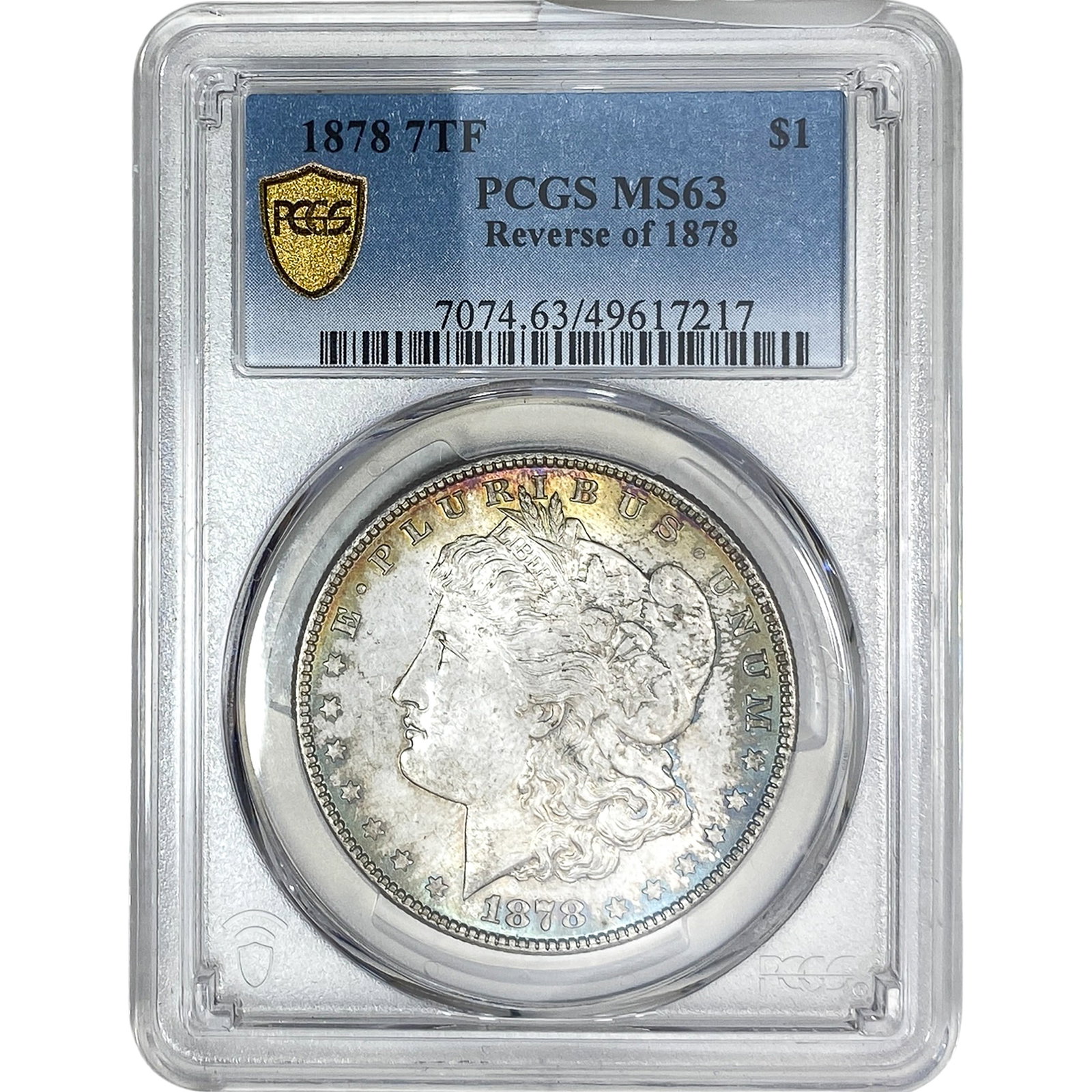 1878 7TF Rev 78 Morgan Silver Dollar PCGS MS63: 1878 7TF Rev 78 Morgan Silver Dollar PCGS MS63