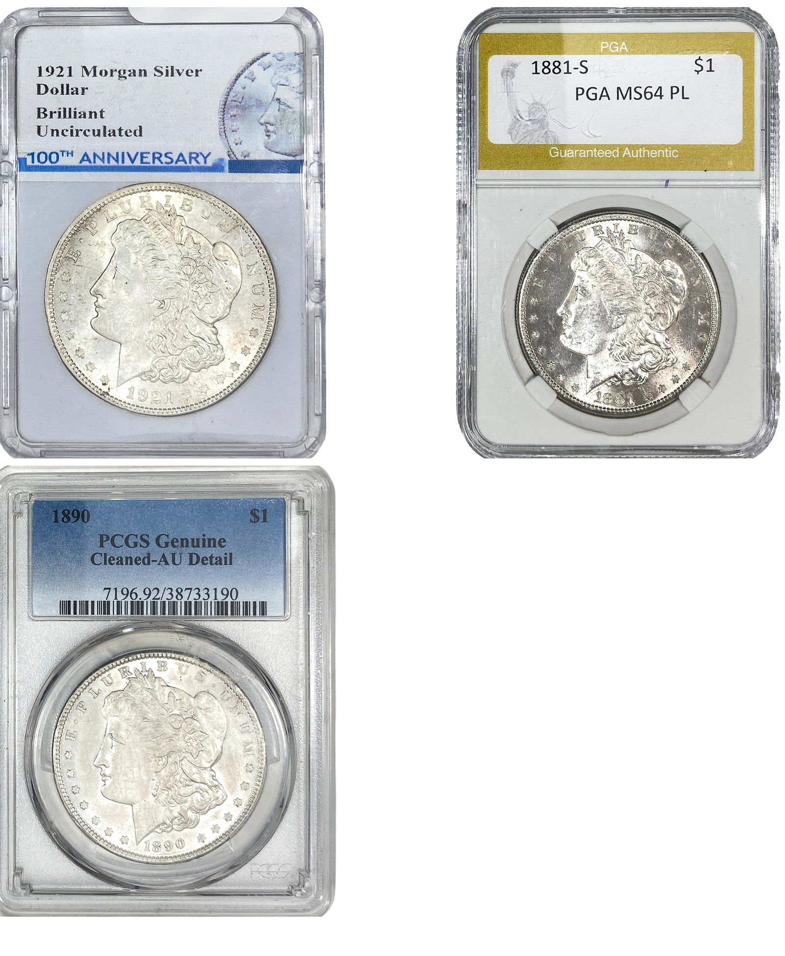 [3 Coins] 1881-1921 Morgan Silver Dollar: [3 Coins] 1881-1921 Morgan Silver Dollar