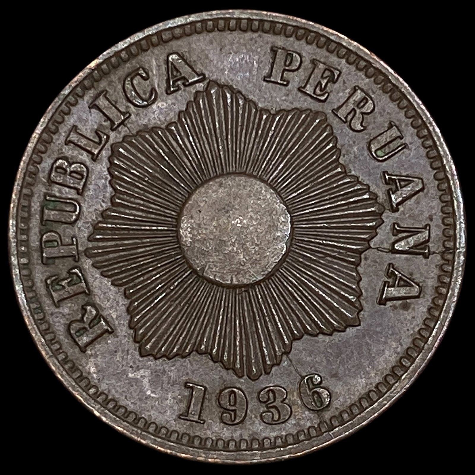 1936 Peru Bronze 1 Centavo (1 of 2)
