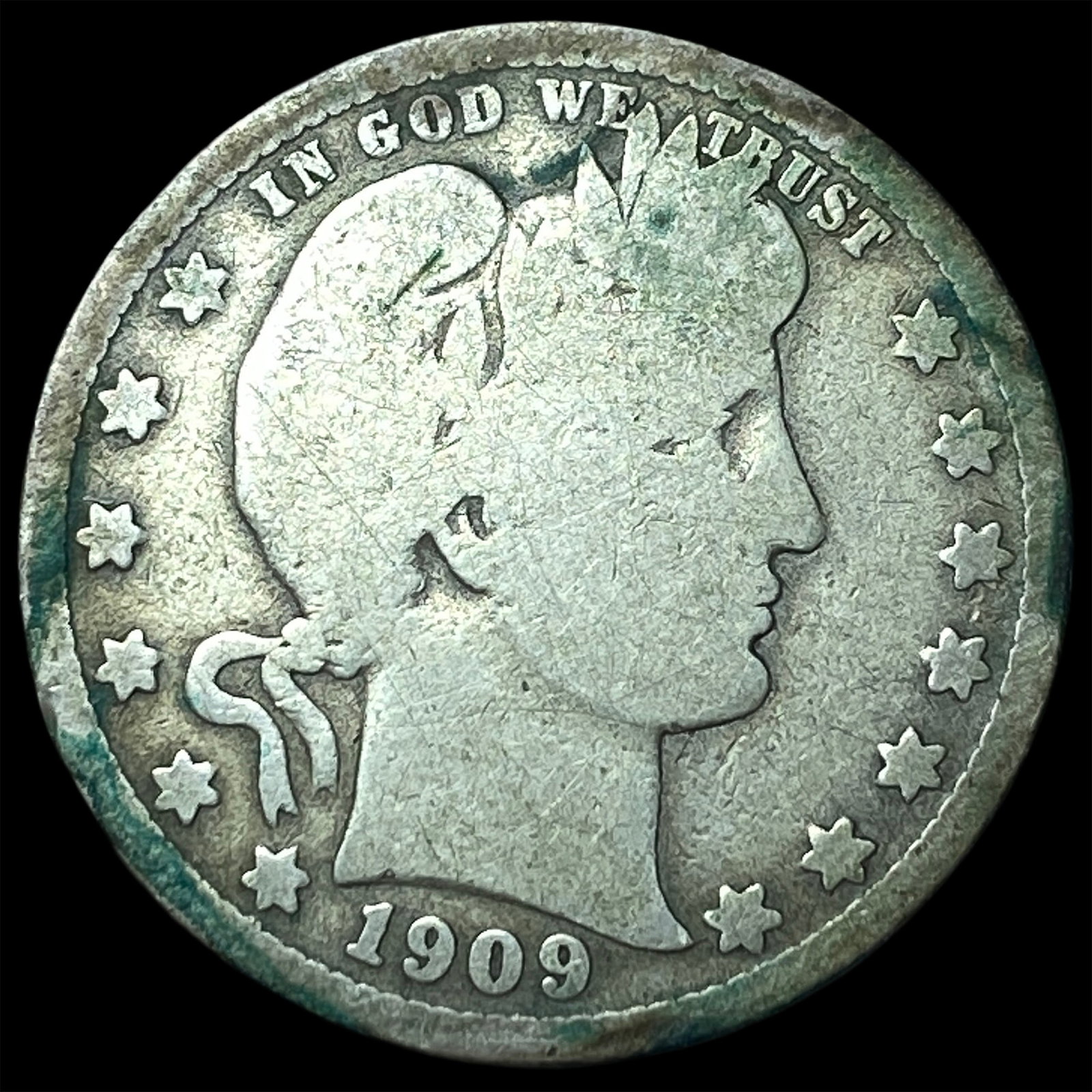 1909-D Silver Barber Quarter NICELY CIRCULATED: 1909-D Silver Barber Quarter NICELY CIRCULATED