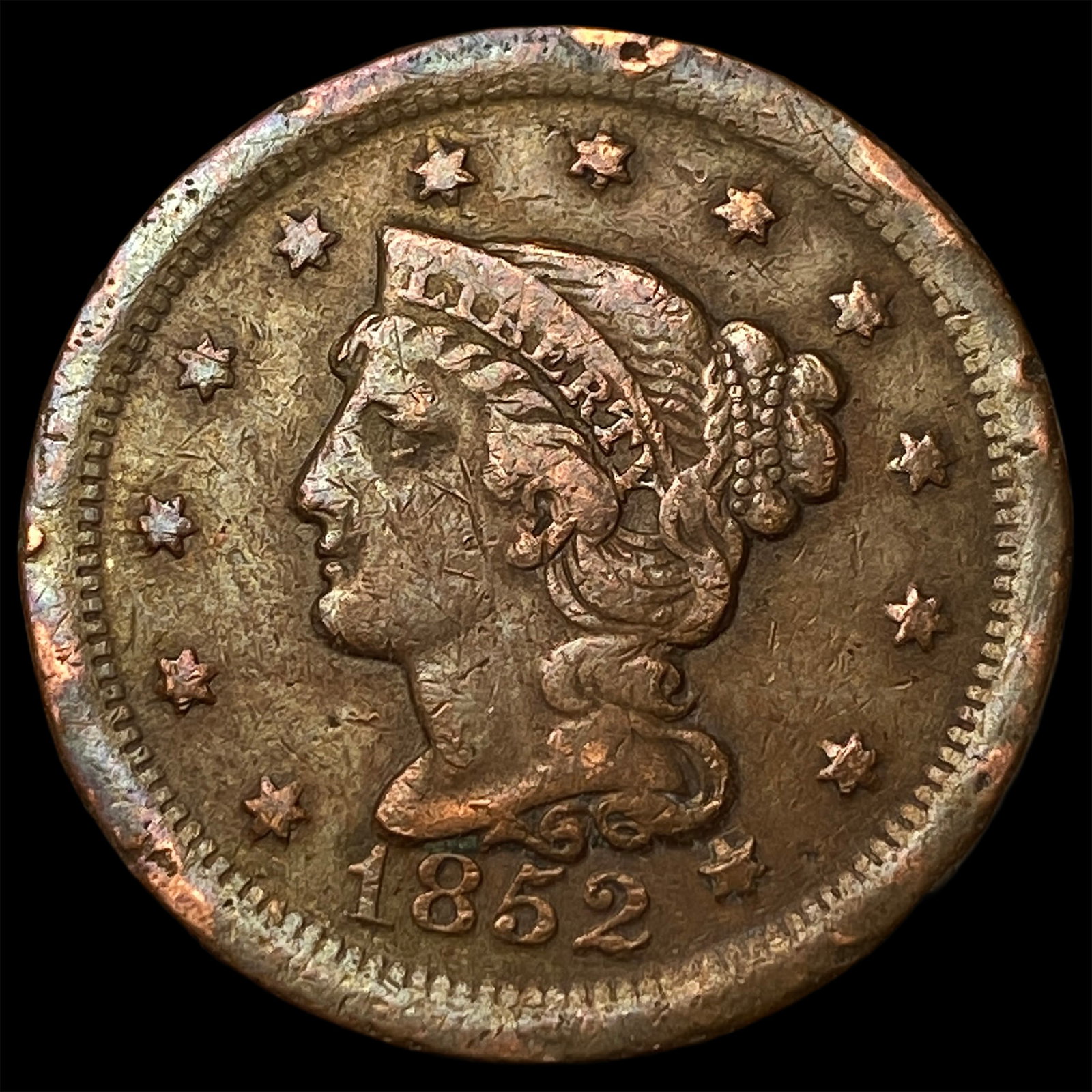 1852 Braided Hair Large Cent LIGHTLY CIRCULATED: 1852 Braided Hair Large Cent LIGHTLY CIRCULATED