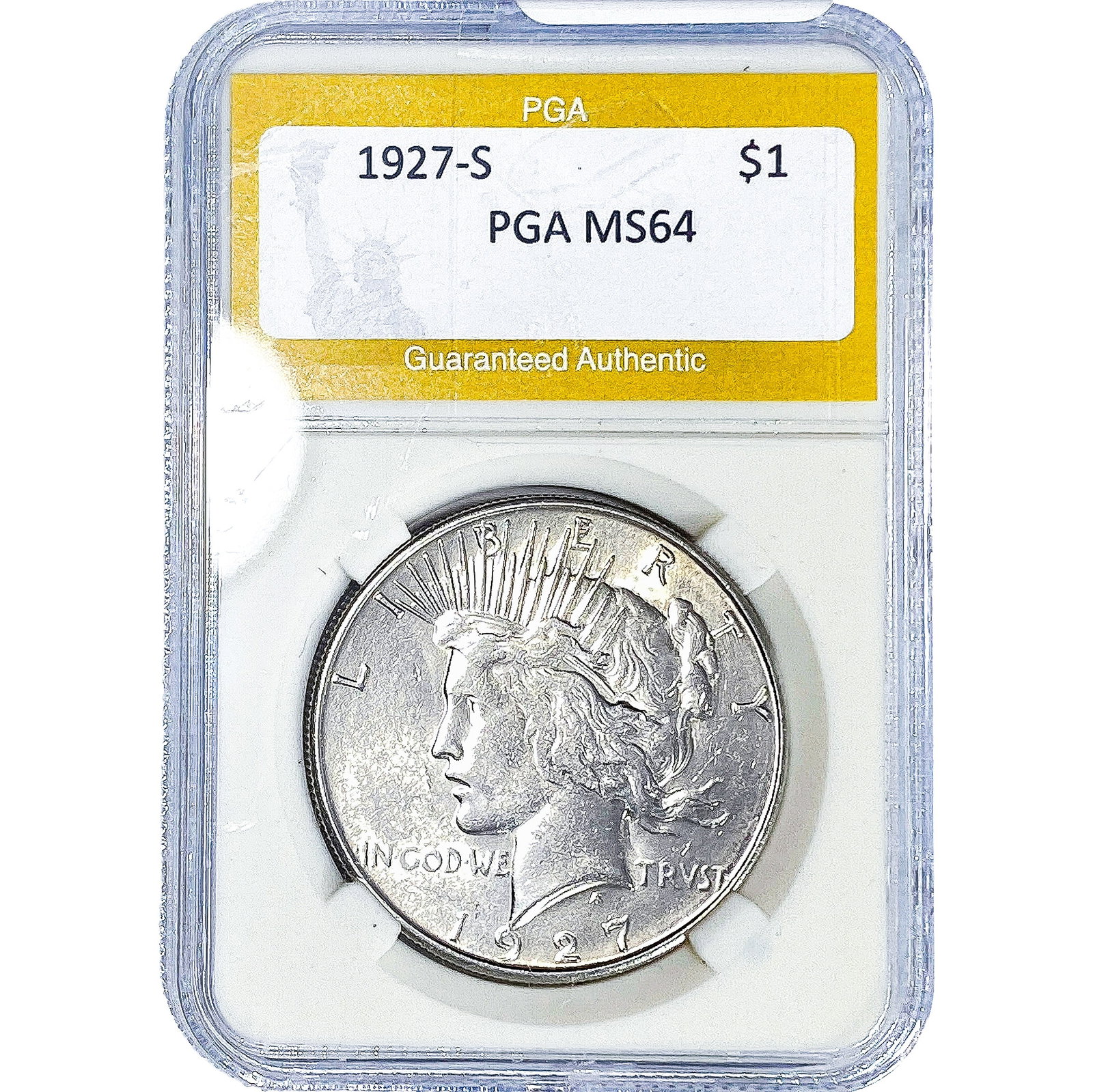 1927-S Silver Peace Dollar PGA MS64: 1927-S Silver Peace Dollar PGA MS64