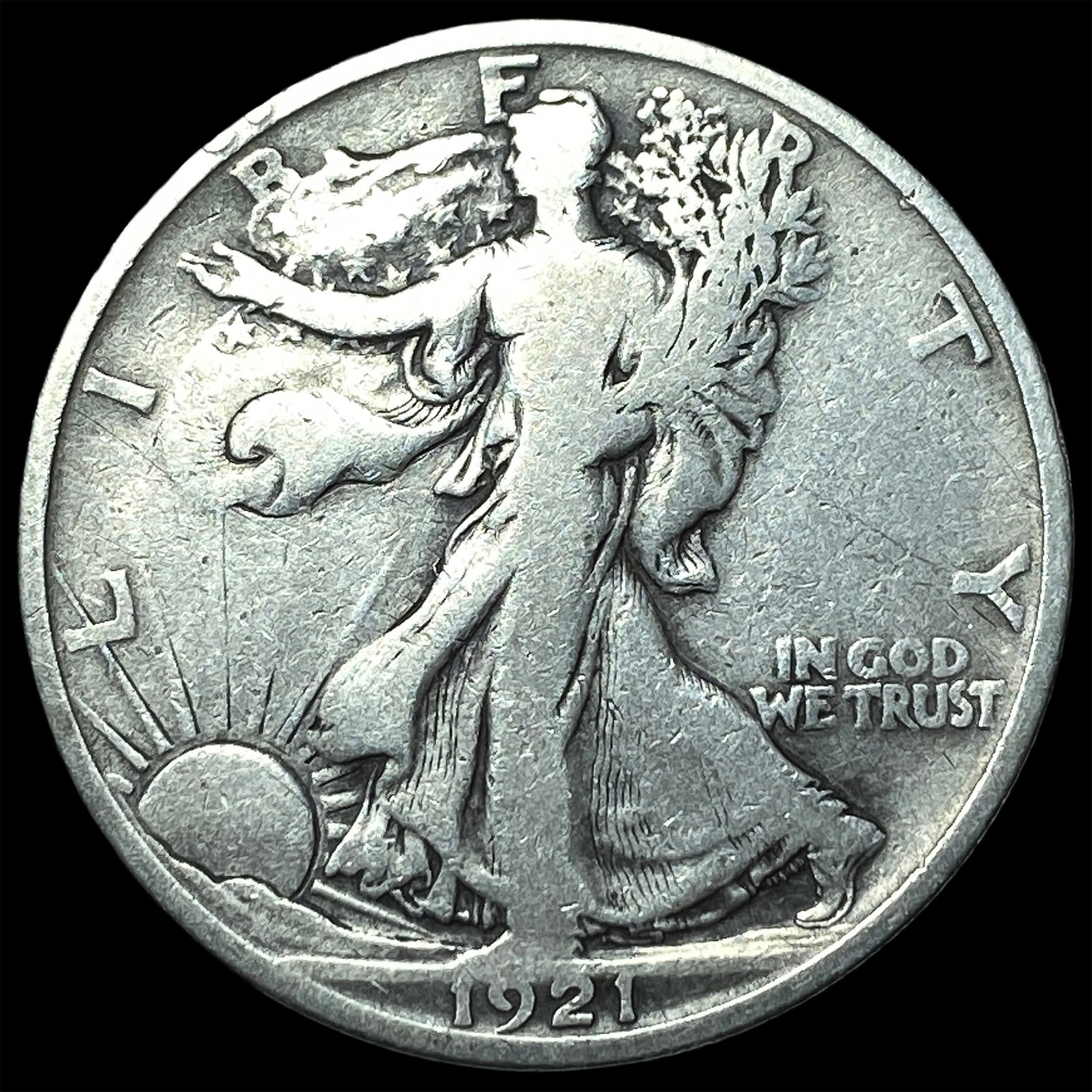 1921-S Silver Walking Liberty Half Dollar LIGHTLY CIRCULATED: 1921-S Silver Walking Liberty Half Dollar LIGHTLY CIRCULATED