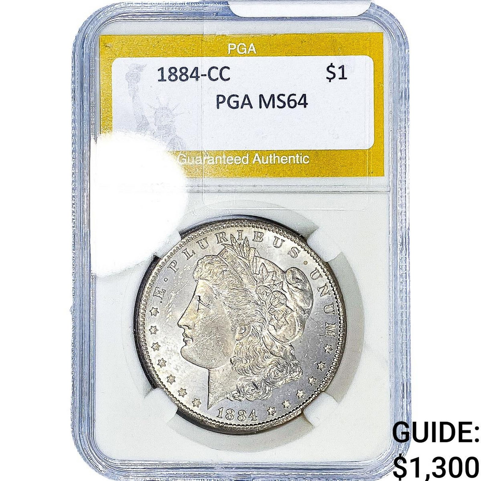 1884-CC Morgan Silver Dollar PGA MS64: 1884-CC Morgan Silver Dollar PGA MS64