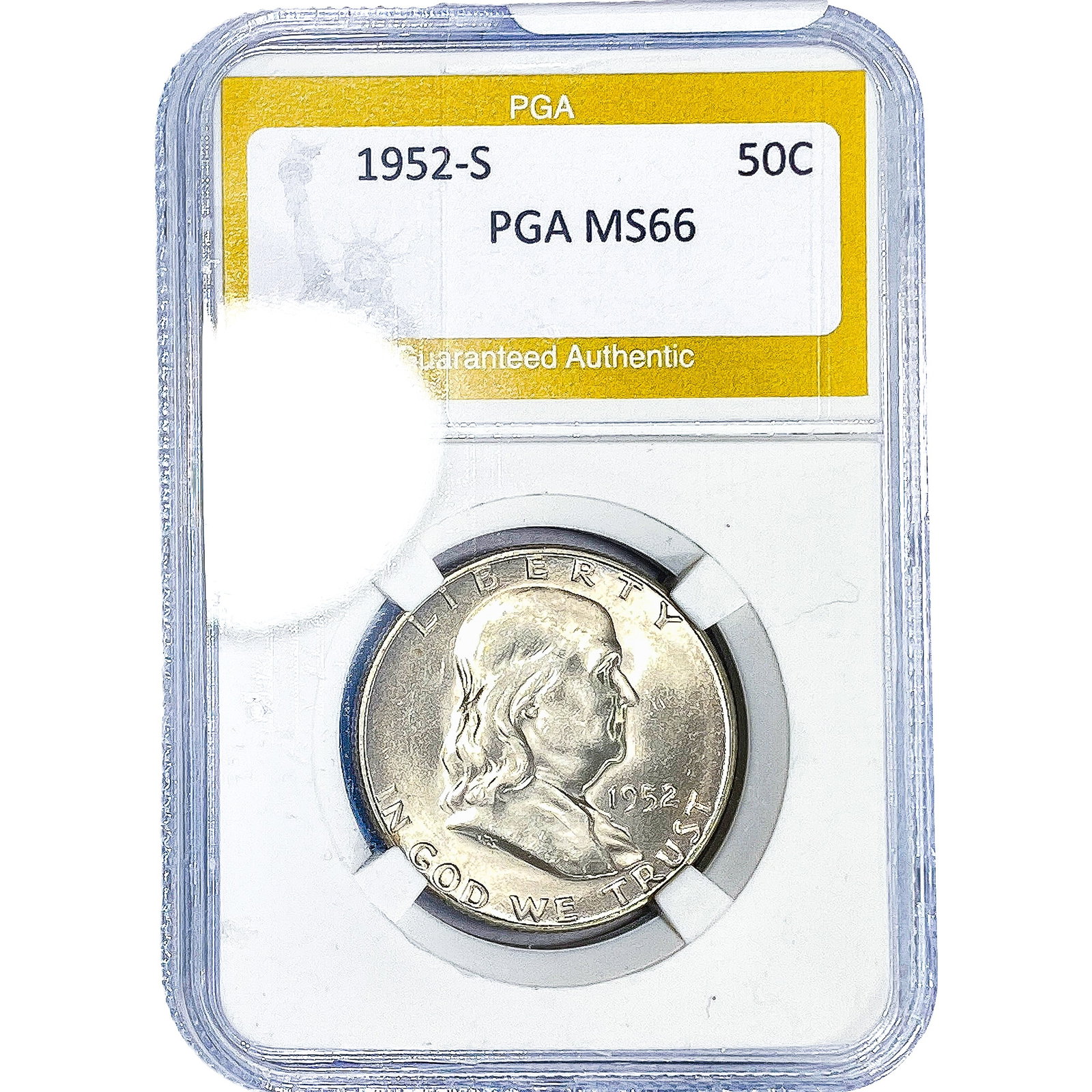 1952-S Franklin Half Dollar PGA MS66: 1952-S Franklin Half Dollar PGA MS66