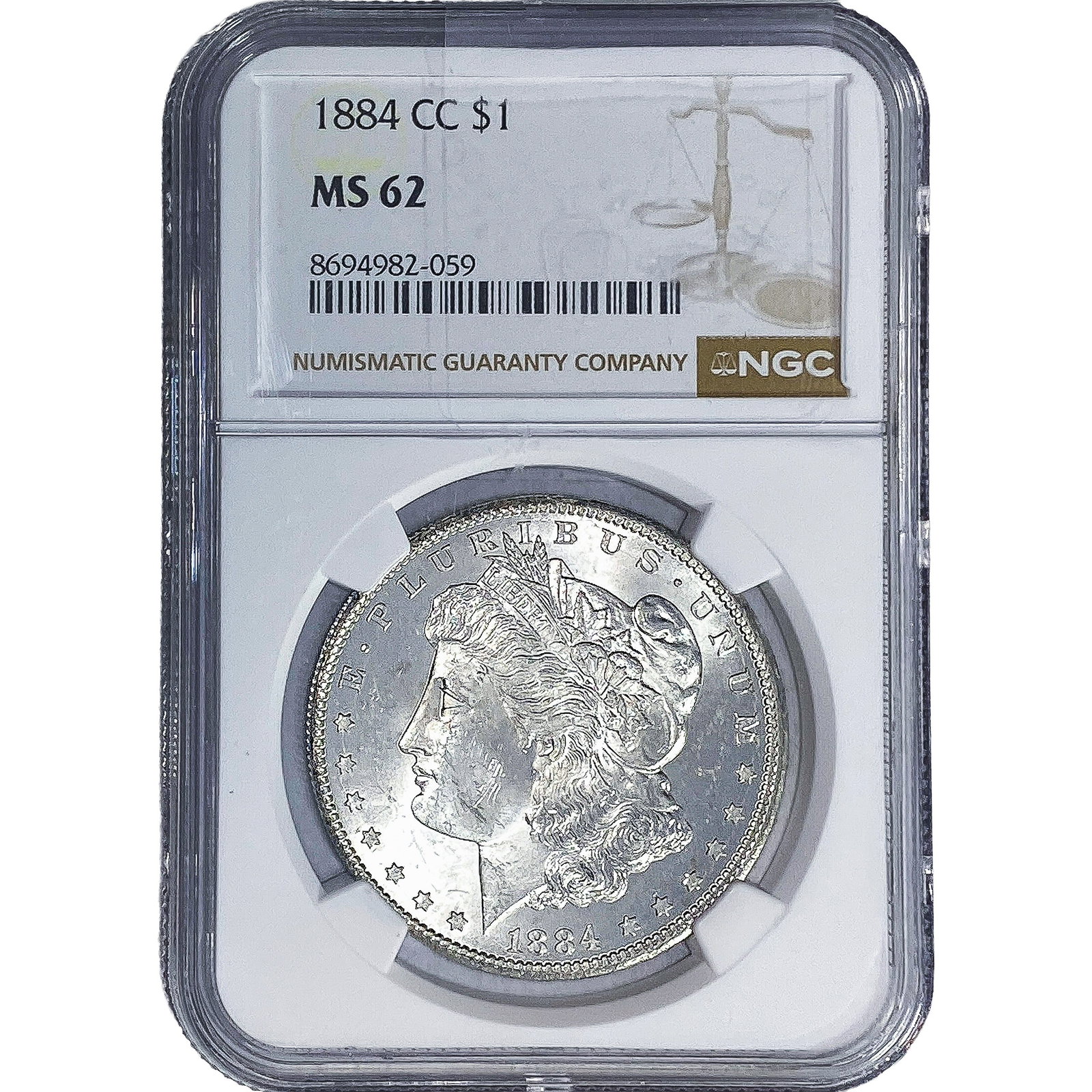 1884-CC Morgan Silver Dollar NGC MS62: 1884-CC Morgan Silver Dollar NGC MS62