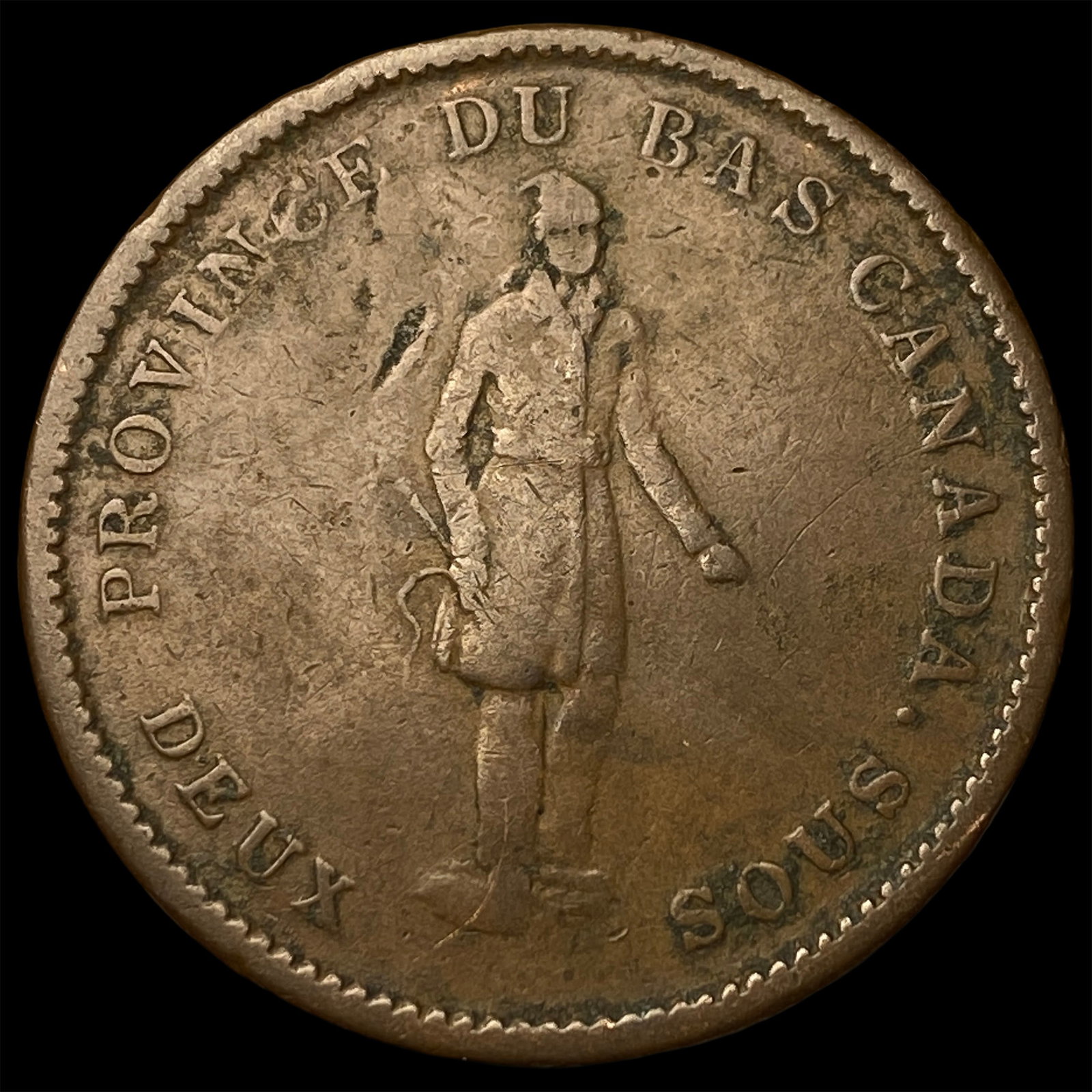 1837 Lower Canada Bank Token One Penny LIGHTLY CIRCULATED: 1837 Lower Canada Bank Token One Penny LIGHTLY CIRCULATED