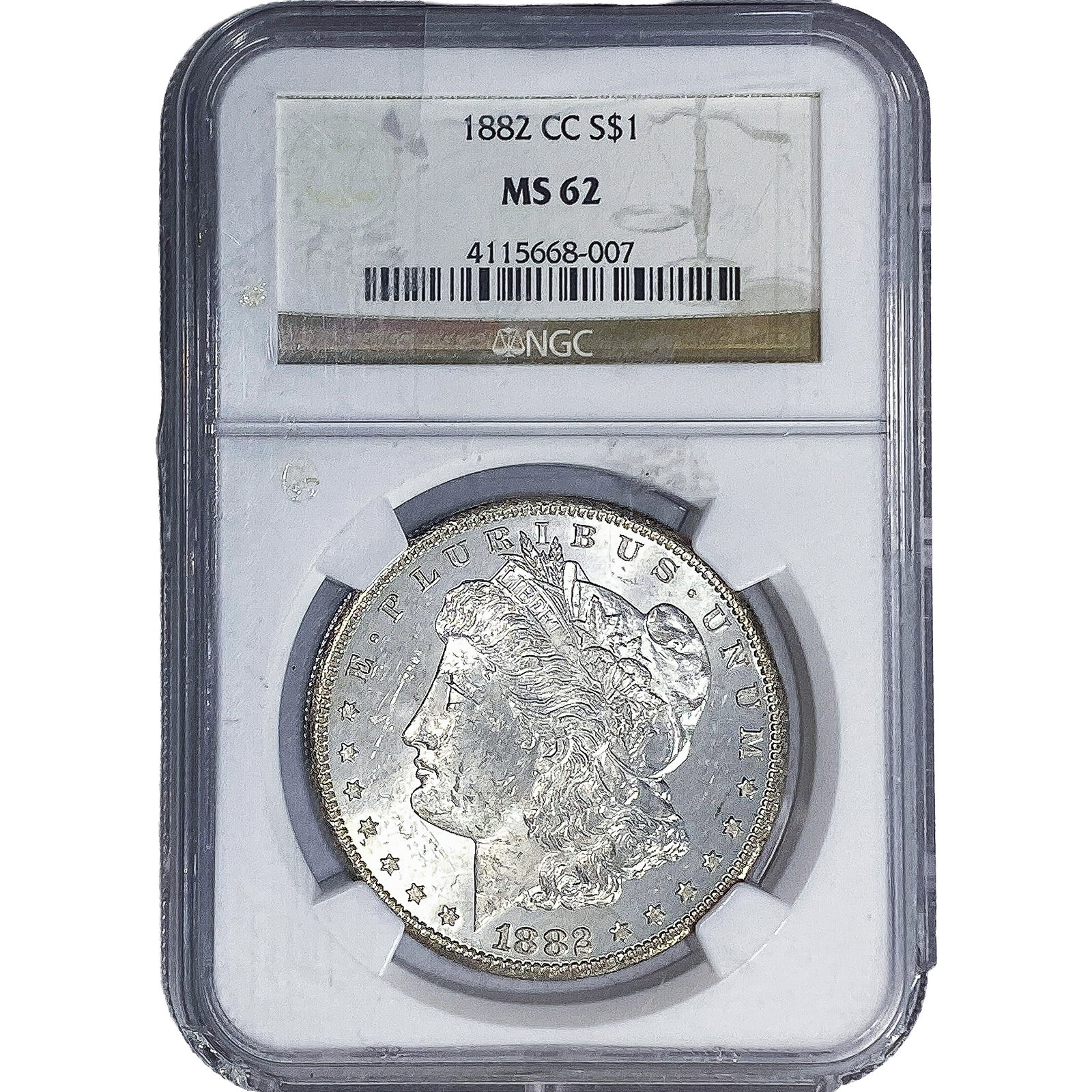 1882-CC Morgan Silver Dollar NGC MS62 (1 of 2)