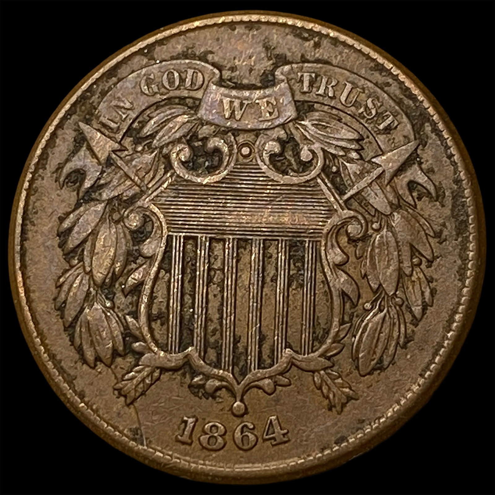 1864 Bronze Two-Cent Piece ABOUT UNCIRCULATED (1 of 2)
