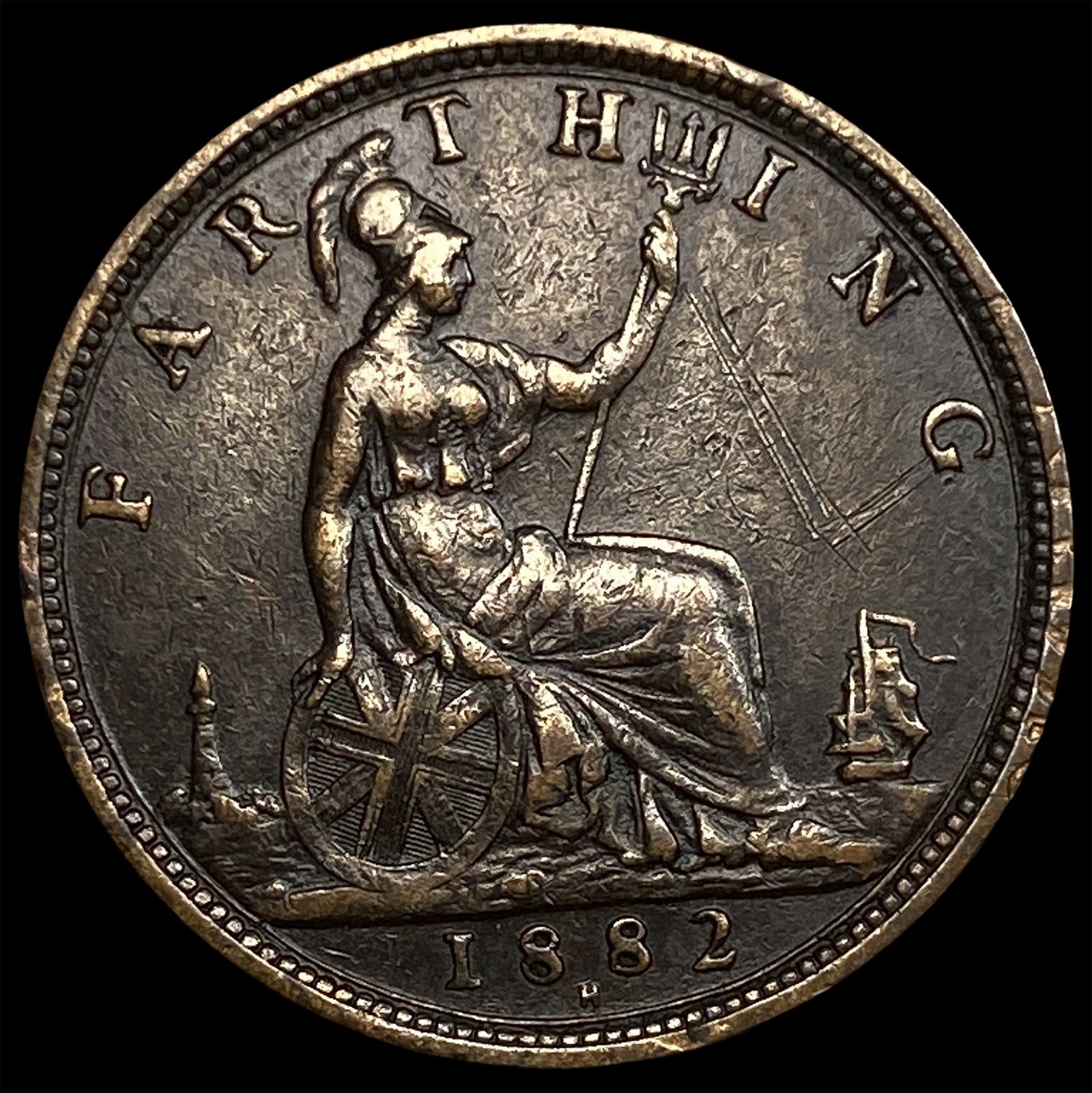 1882 H Great Britain Copper Farthing: 1882 H Great Britain Copper Farthing