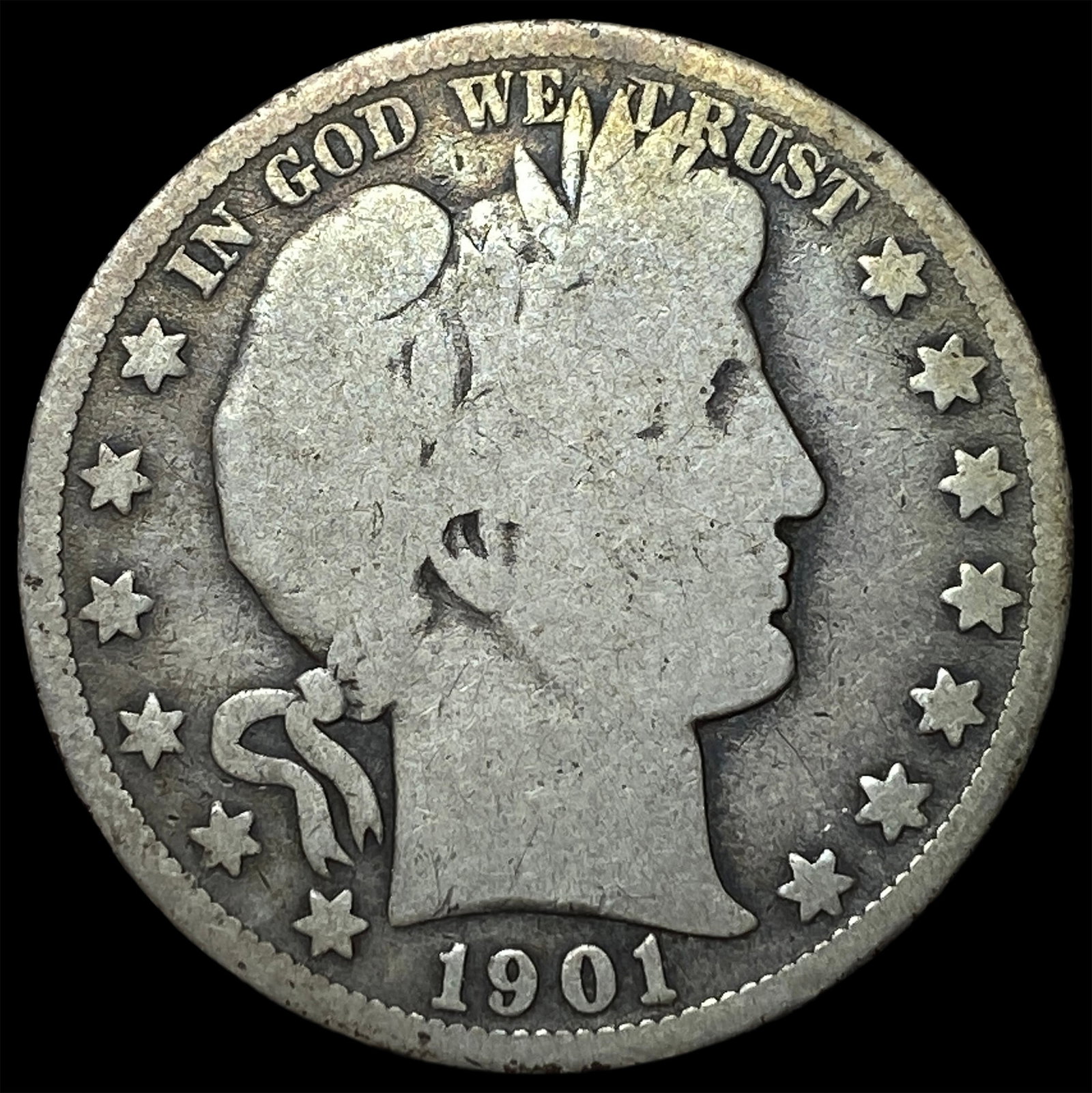 1901-S Silver Barber Half Dollar NICELY CIRCULATED (1 of 2)