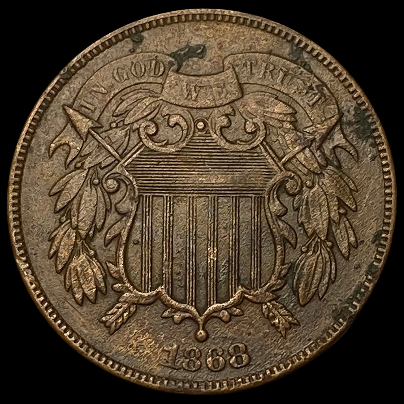 1868 Bronze Two-Cent Piece NEARLY UNCIRCULATED (1 of 2)