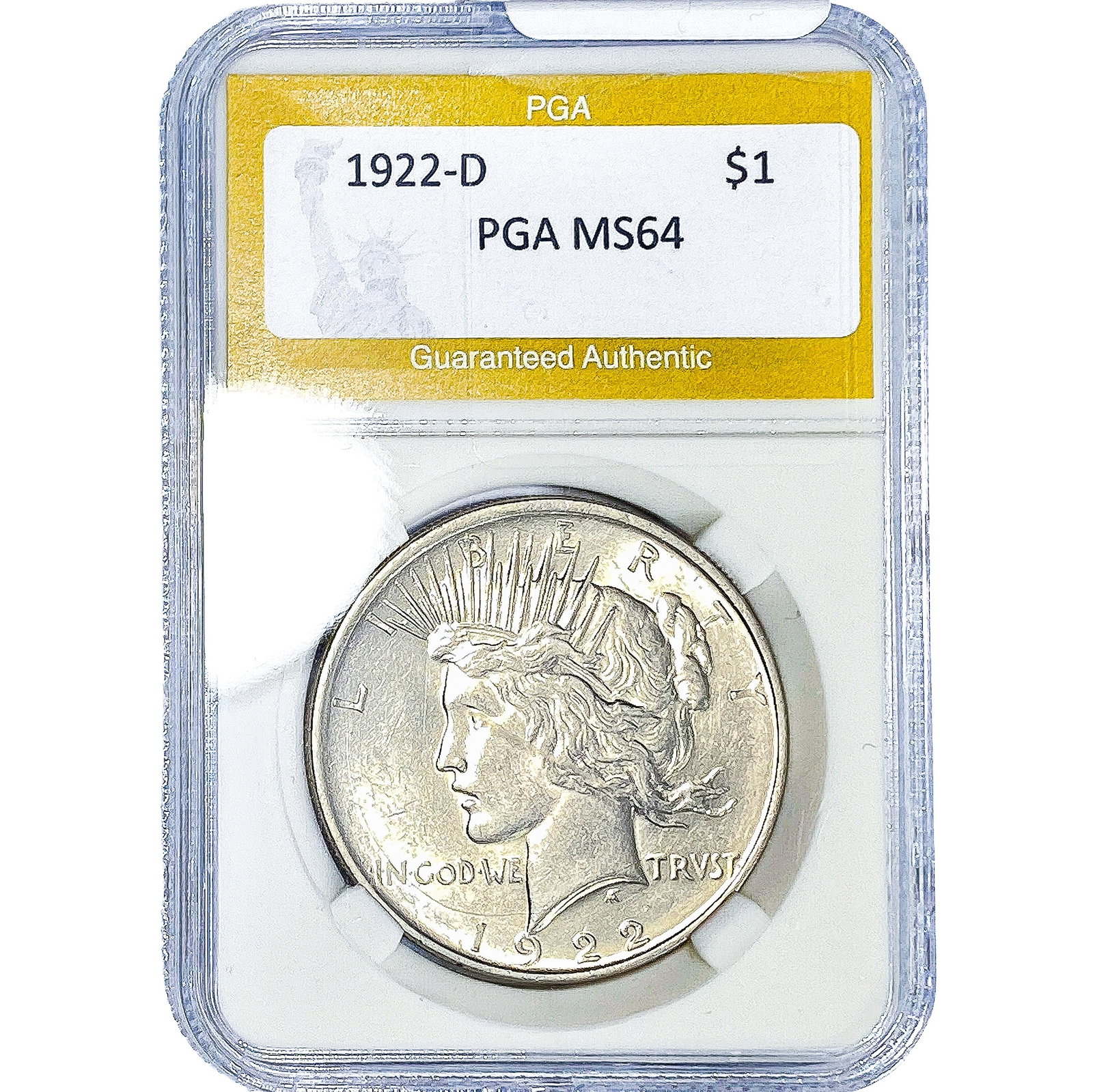 1922-D Silver Peace Dollar PGA MS64: 1922-D Silver Peace Dollar PGA MS64
