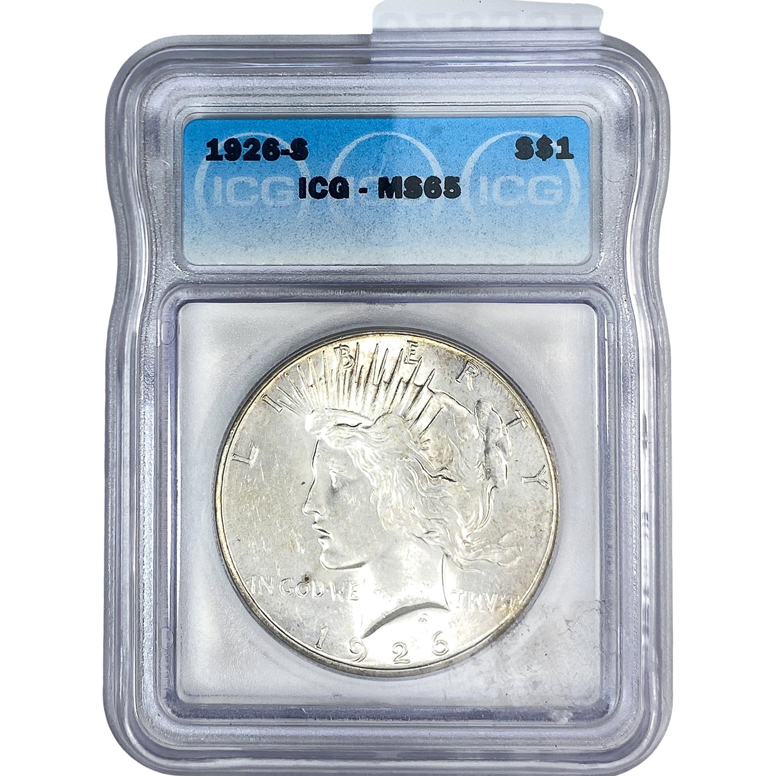 1926-S Silver Peace Dollar ICG MS65: 1926-S Silver Peace Dollar ICG MS65